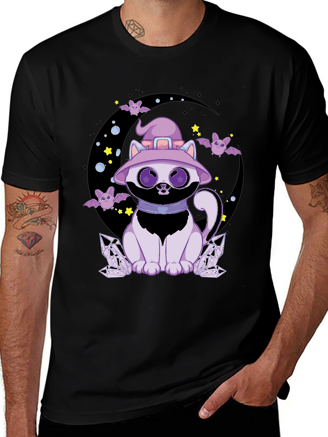 Halloween Witch Cat Graphic Tee