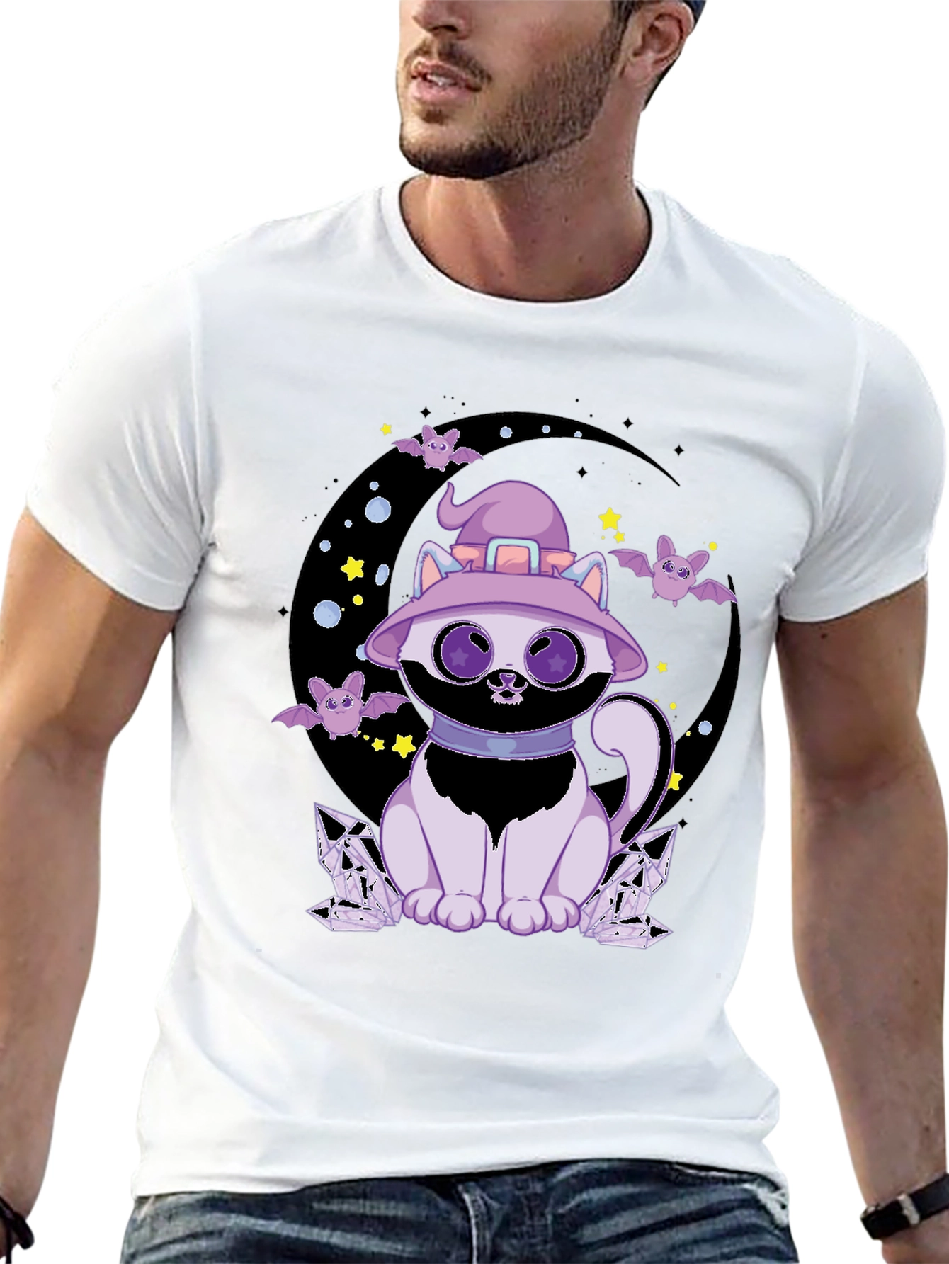Halloween Witch Cat Graphic Tee