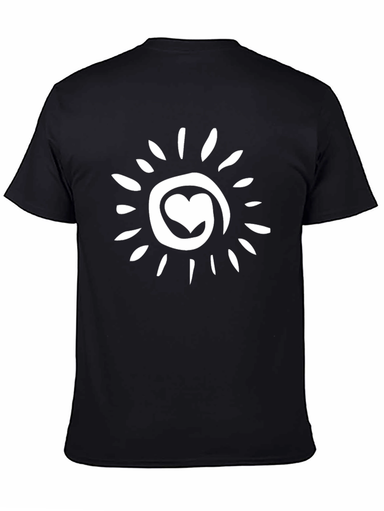Heart Sun Graphic Tee - Black Casual T-Shirt