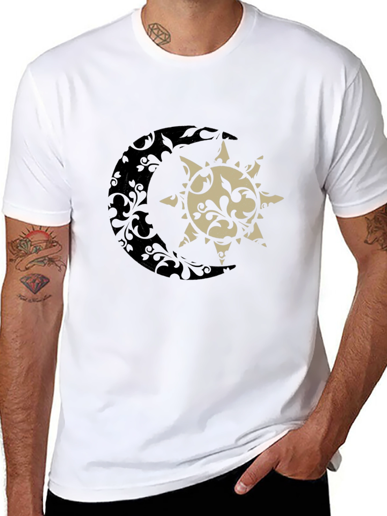 Sun & Moon Graphic Tee - Stylish Black T-Shirt