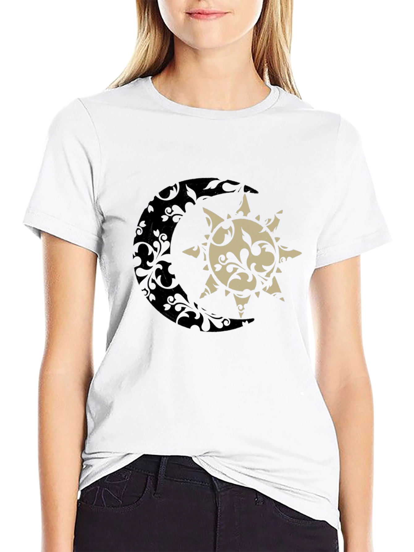 Sun & Moon Graphic Tee - Stylish Black T-Shirt