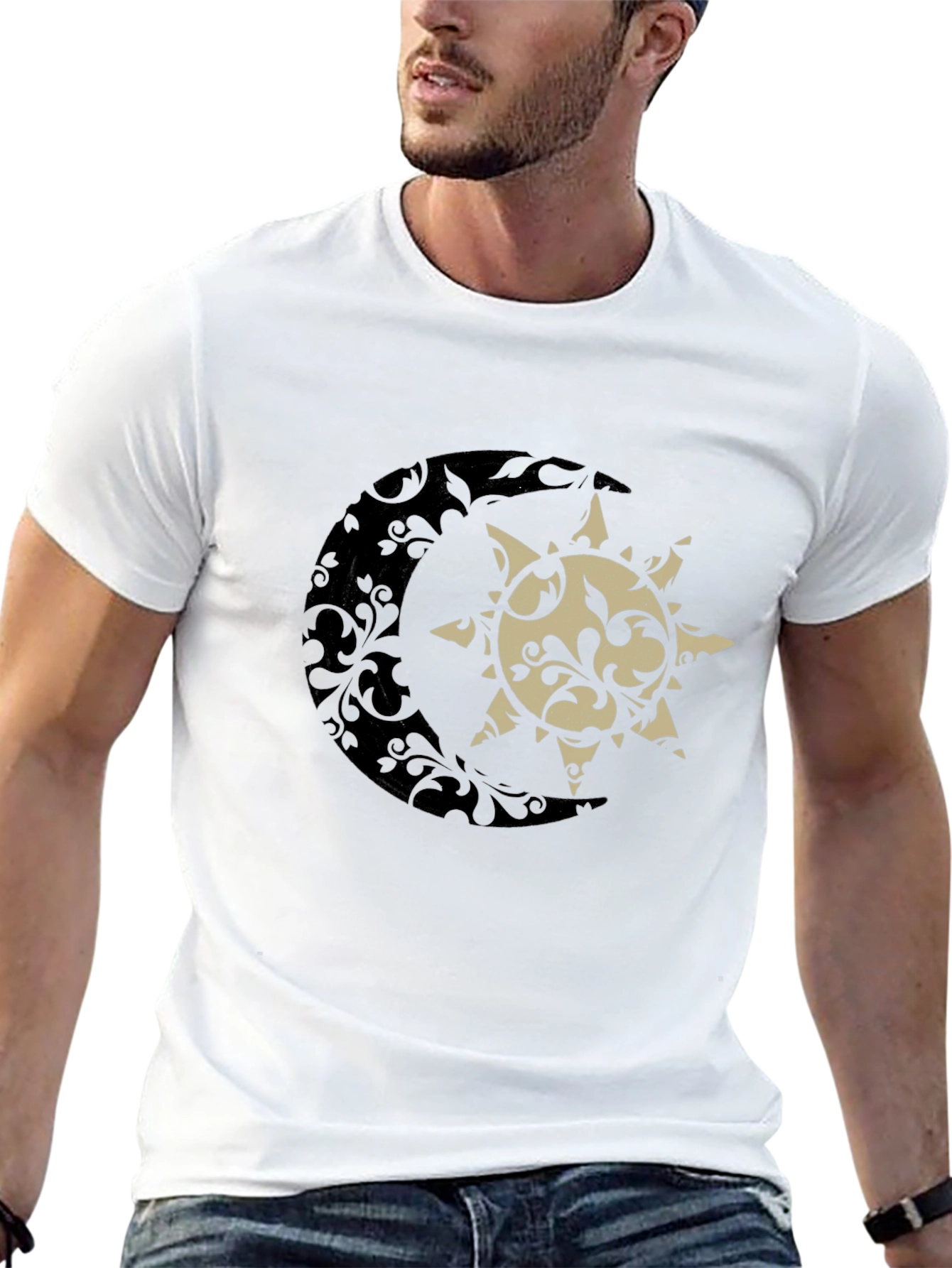 Sun & Moon Graphic Tee - Stylish Black T-Shirt