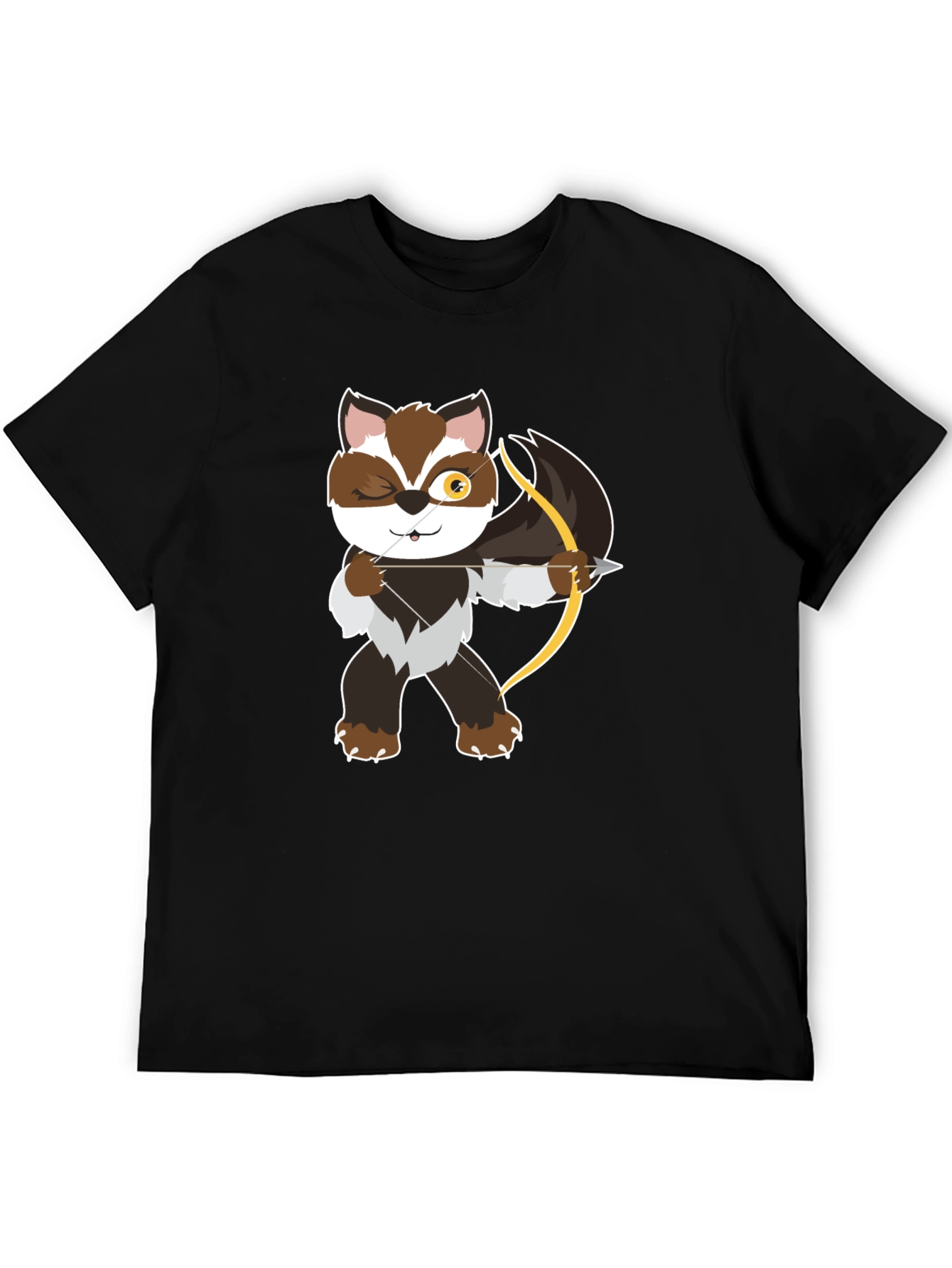 Archer Raccoon Graphic Tee - Stylish Black T-Shirt