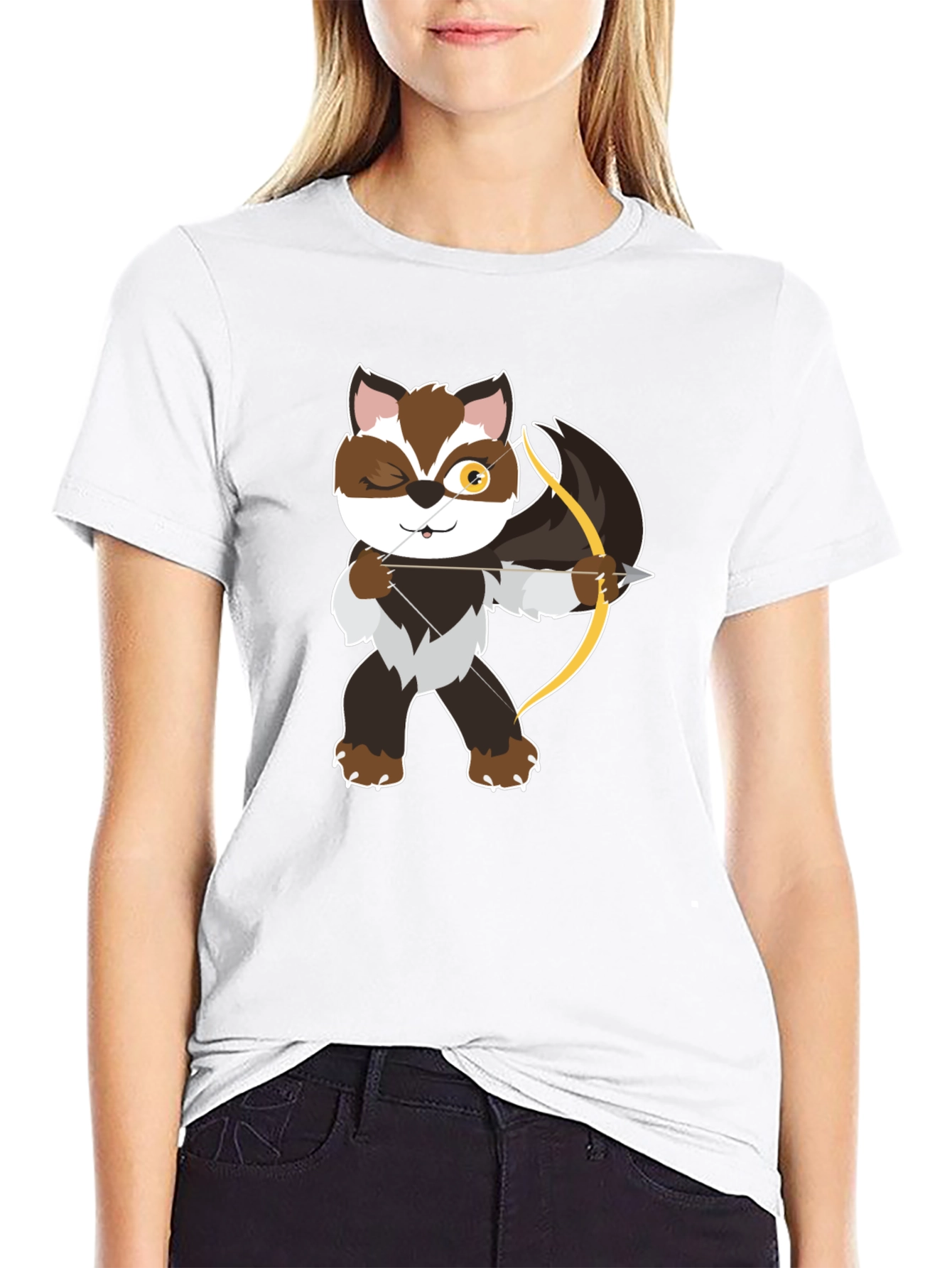 Archer Raccoon Graphic Tee - Stylish Black T-Shirt