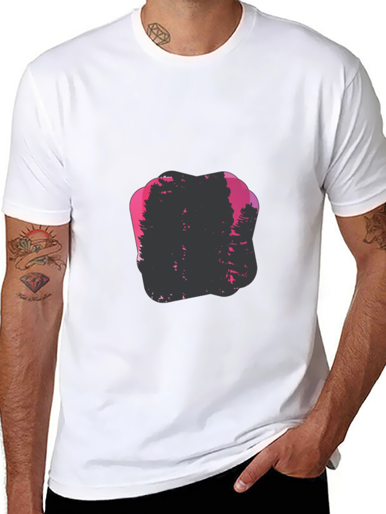 Nature Silhouette Graphic Print Crew Neck Tee