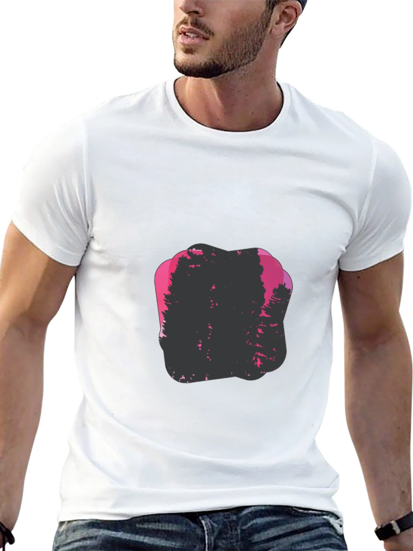 Nature Silhouette Graphic Print Crew Neck Tee