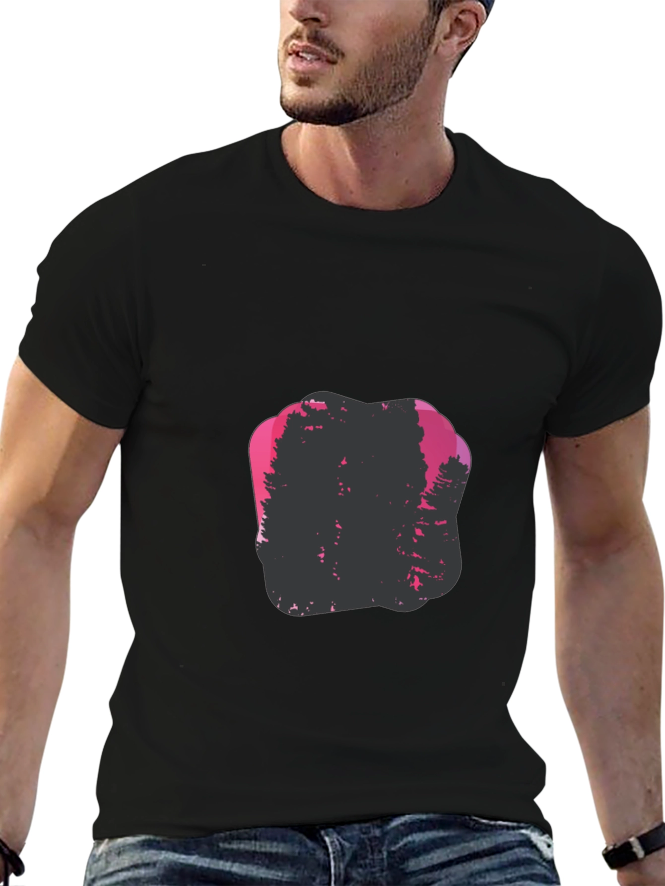 Nature Silhouette Graphic Print Crew Neck Tee