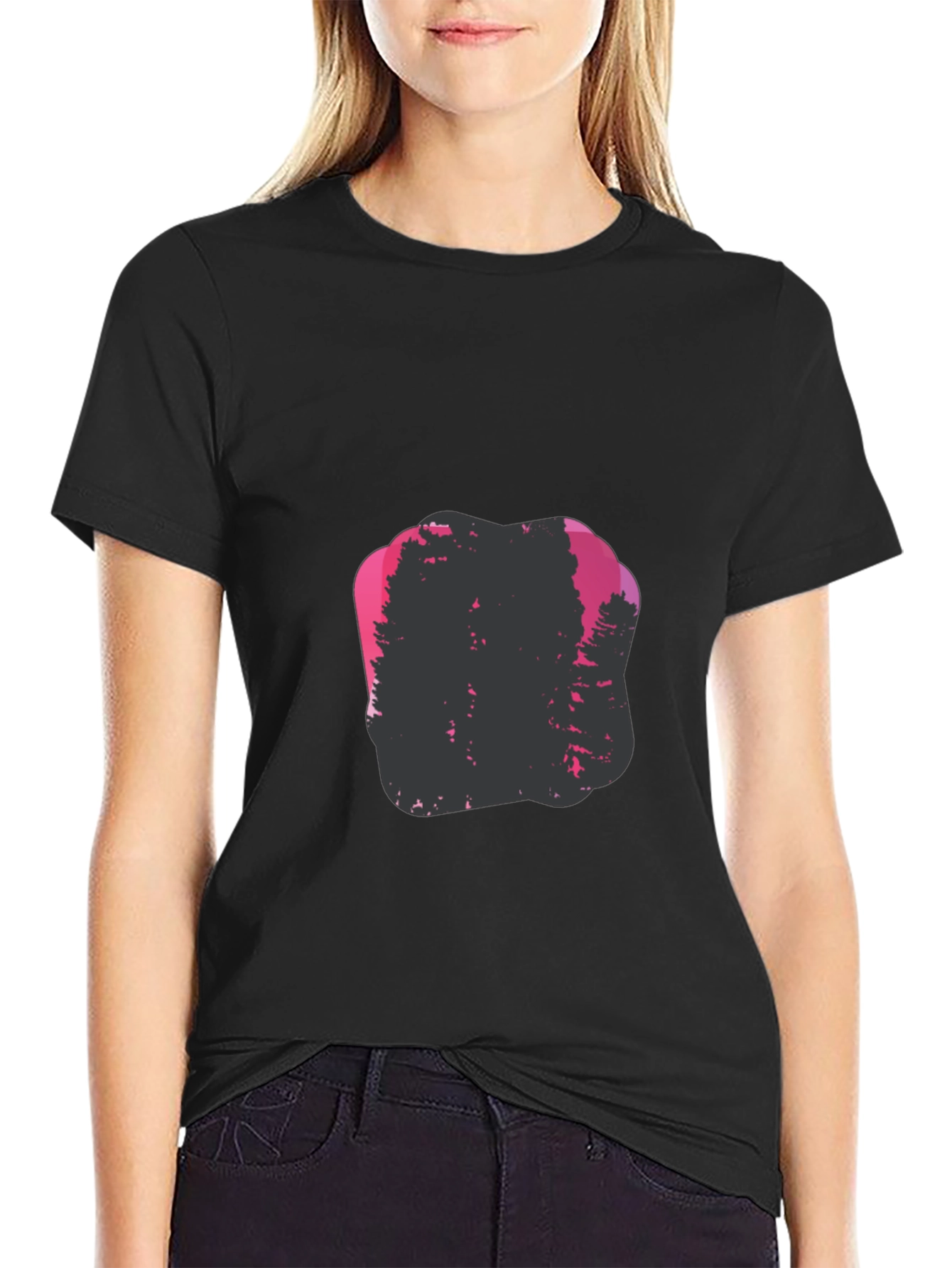 Nature Silhouette Graphic Print Crew Neck Tee