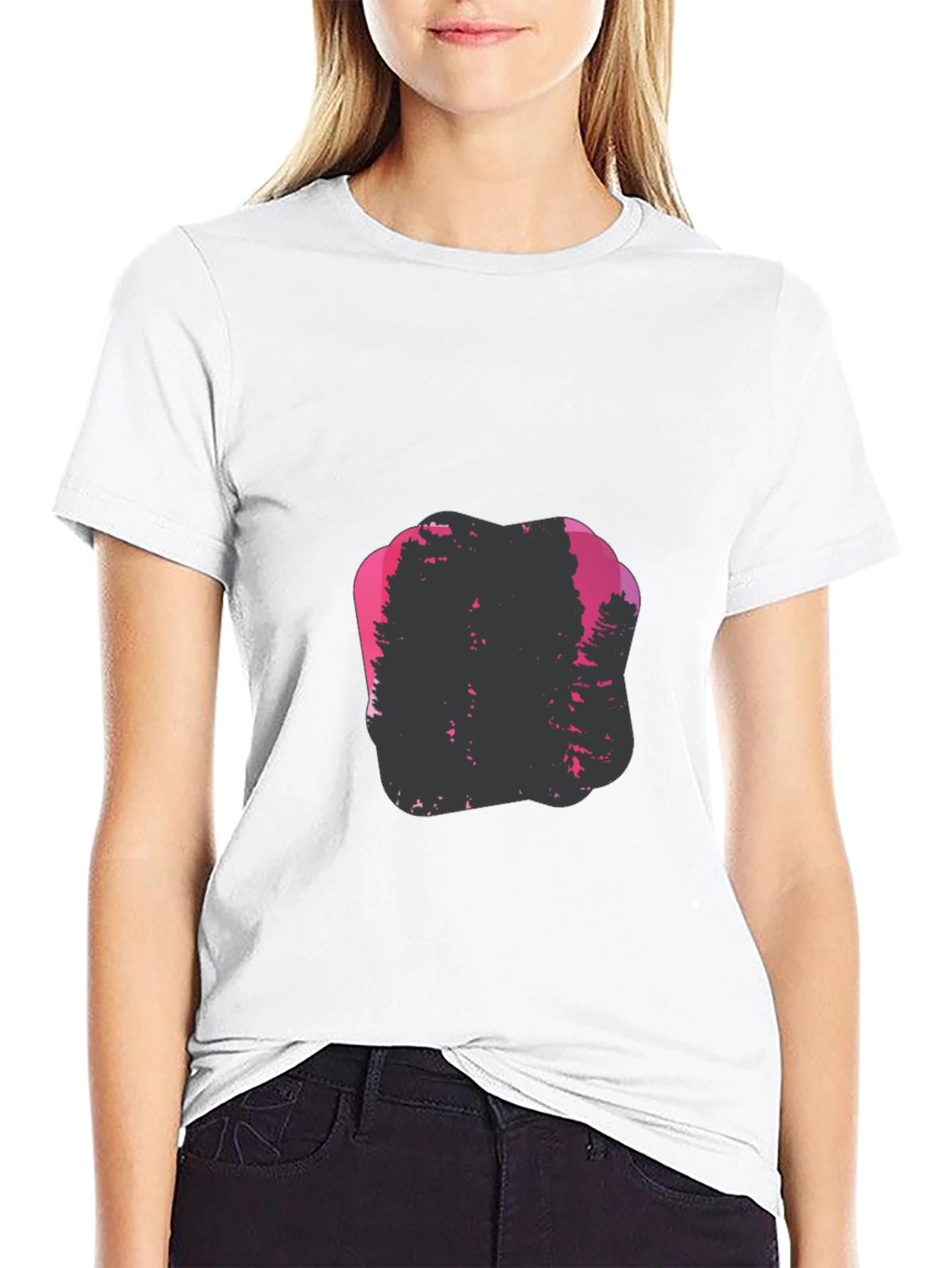 Nature Silhouette Graphic Print Crew Neck Tee