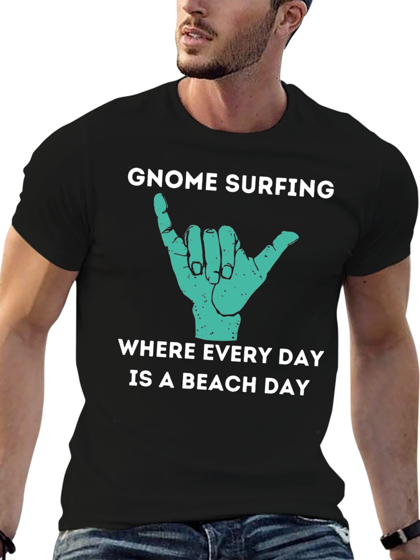 Gnome Surfing Beach Day Graphic T-Shirt