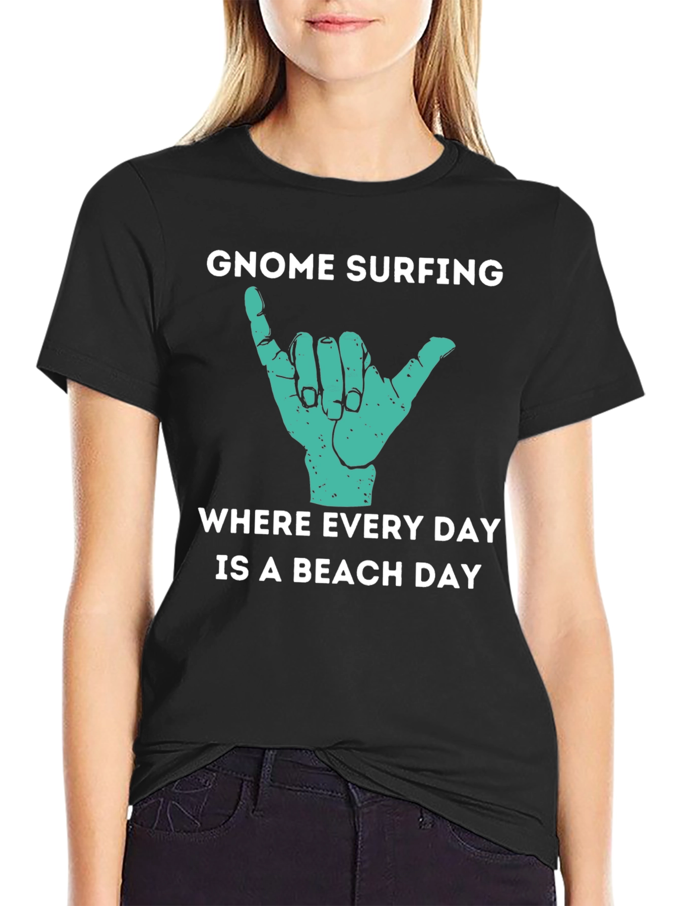 Gnome Surfing Beach Day Graphic T-Shirt