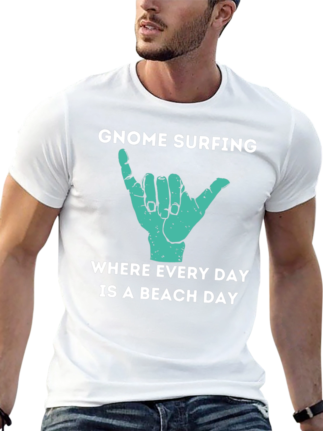 Gnome Surfing Beach Day Graphic T-Shirt