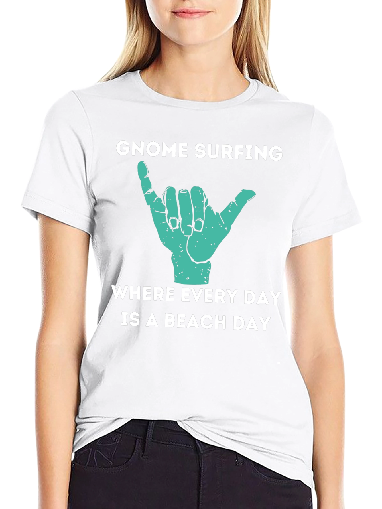 Gnome Surfing Beach Day Graphic T-Shirt