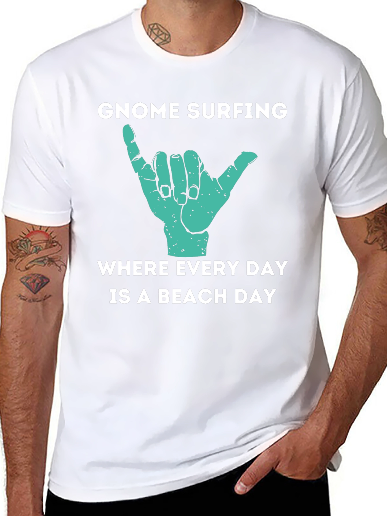 Gnome Surfing Beach Day Graphic T-Shirt