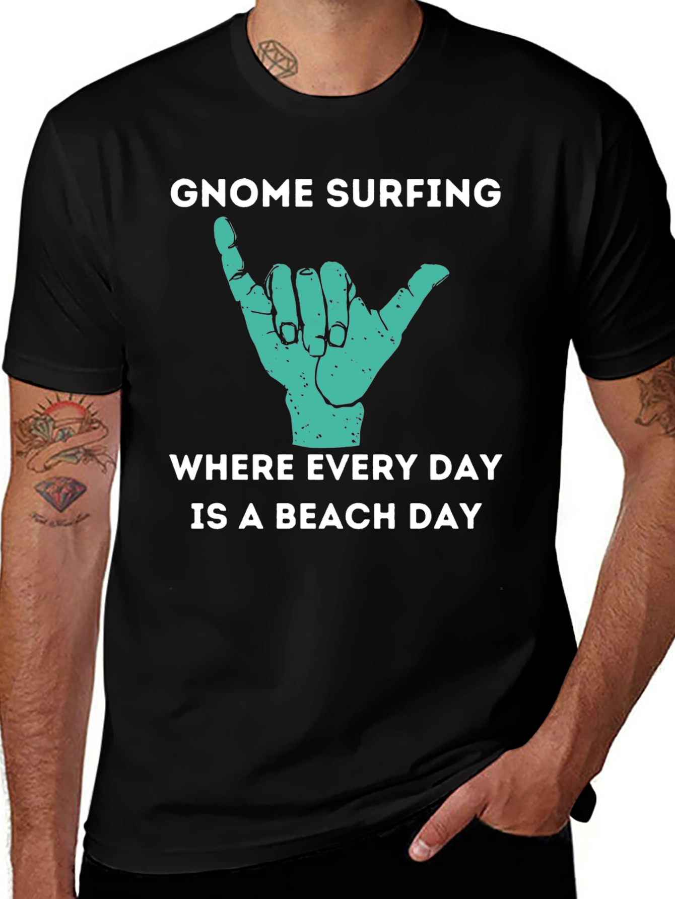 Gnome Surfing Beach Day Graphic T-Shirt