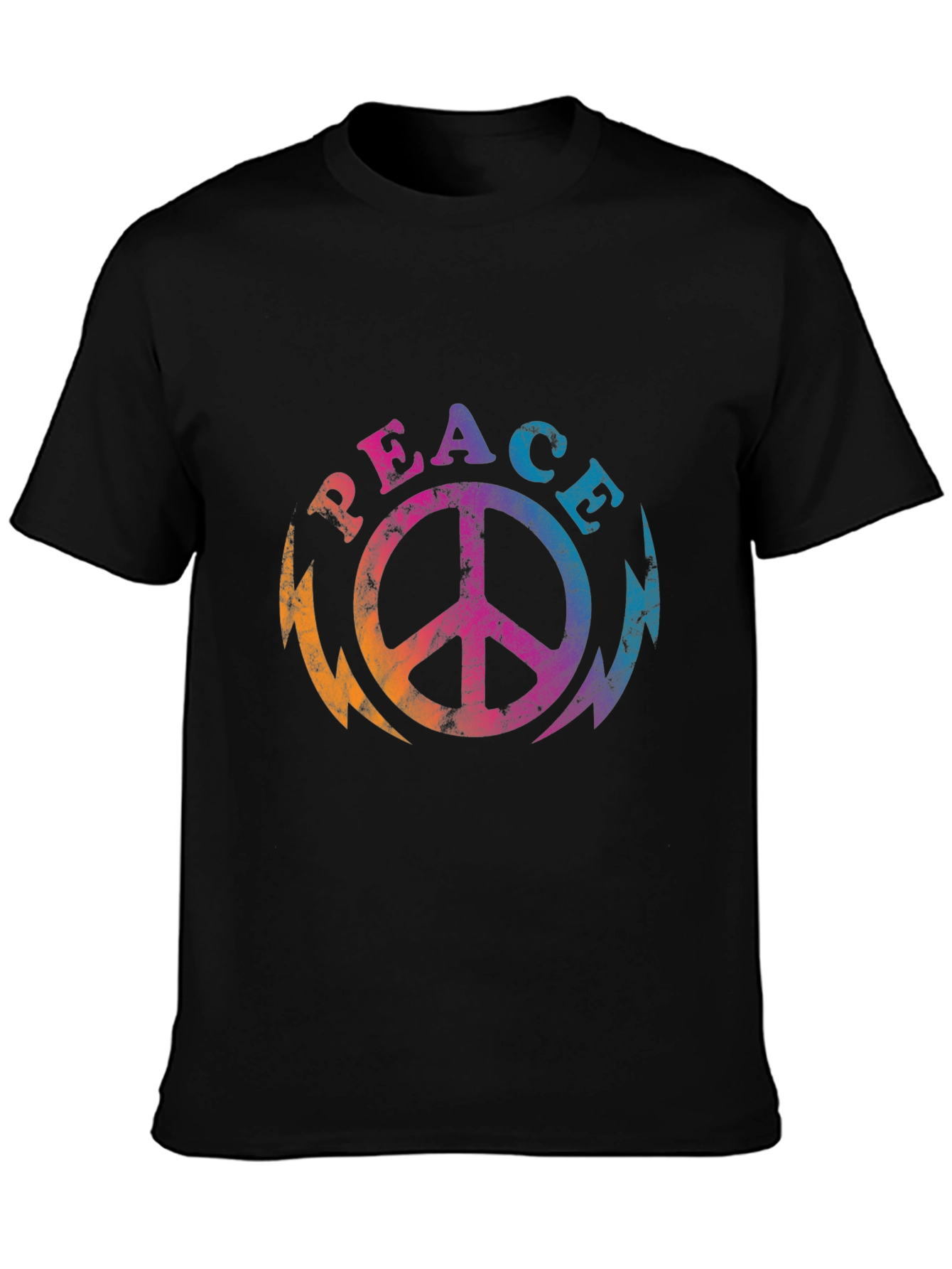 Retro Peace Sign Graphic Tee - Black T-Shirt