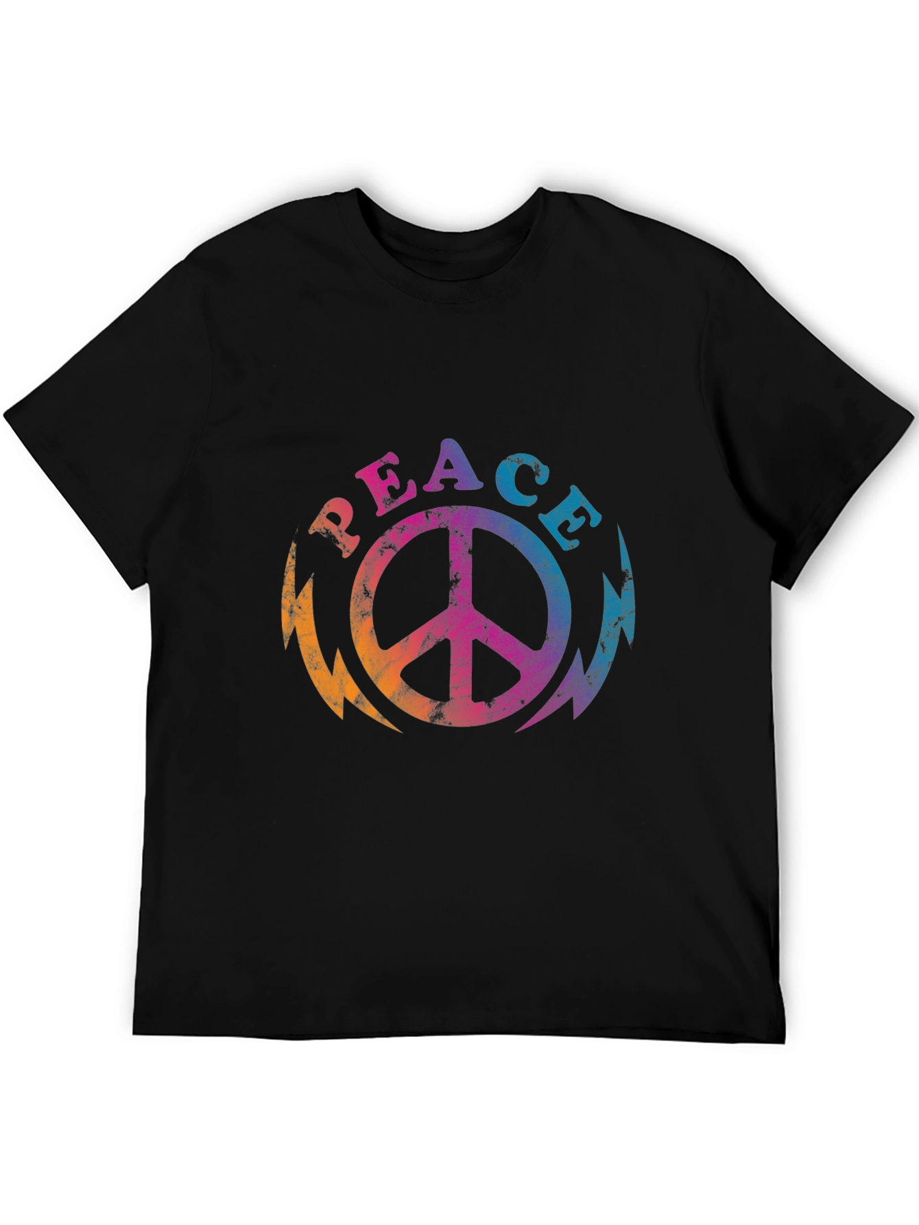 Retro Peace Sign Graphic Tee - Black T-Shirt
