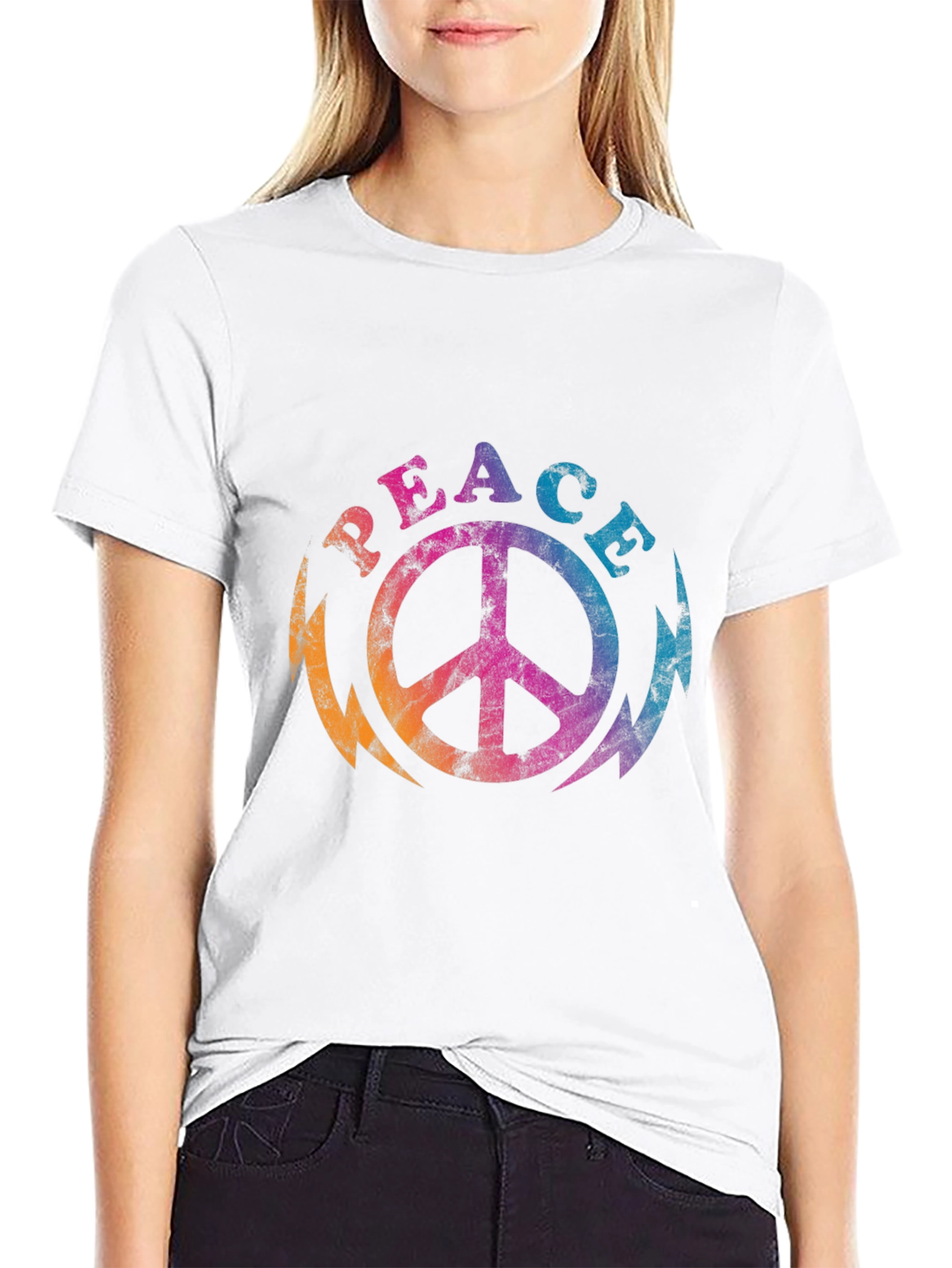 Retro Peace Sign Graphic Tee - Black T-Shirt