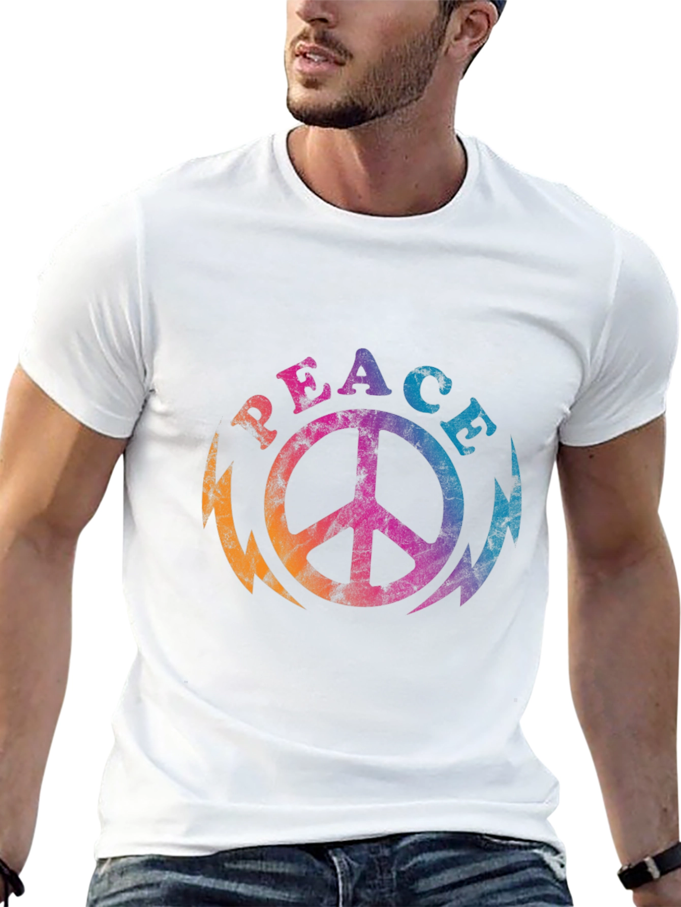 Retro Peace Sign Graphic Tee - Black T-Shirt