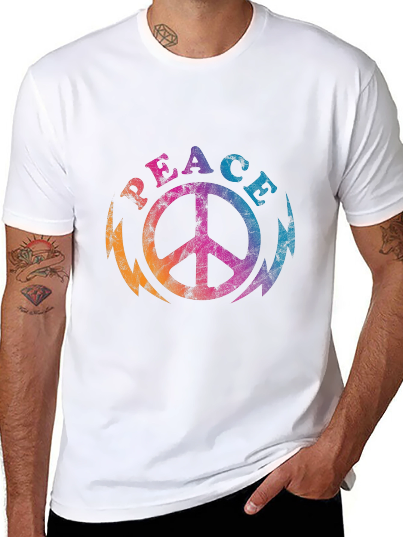 Retro Peace Sign Graphic Tee - Black T-Shirt