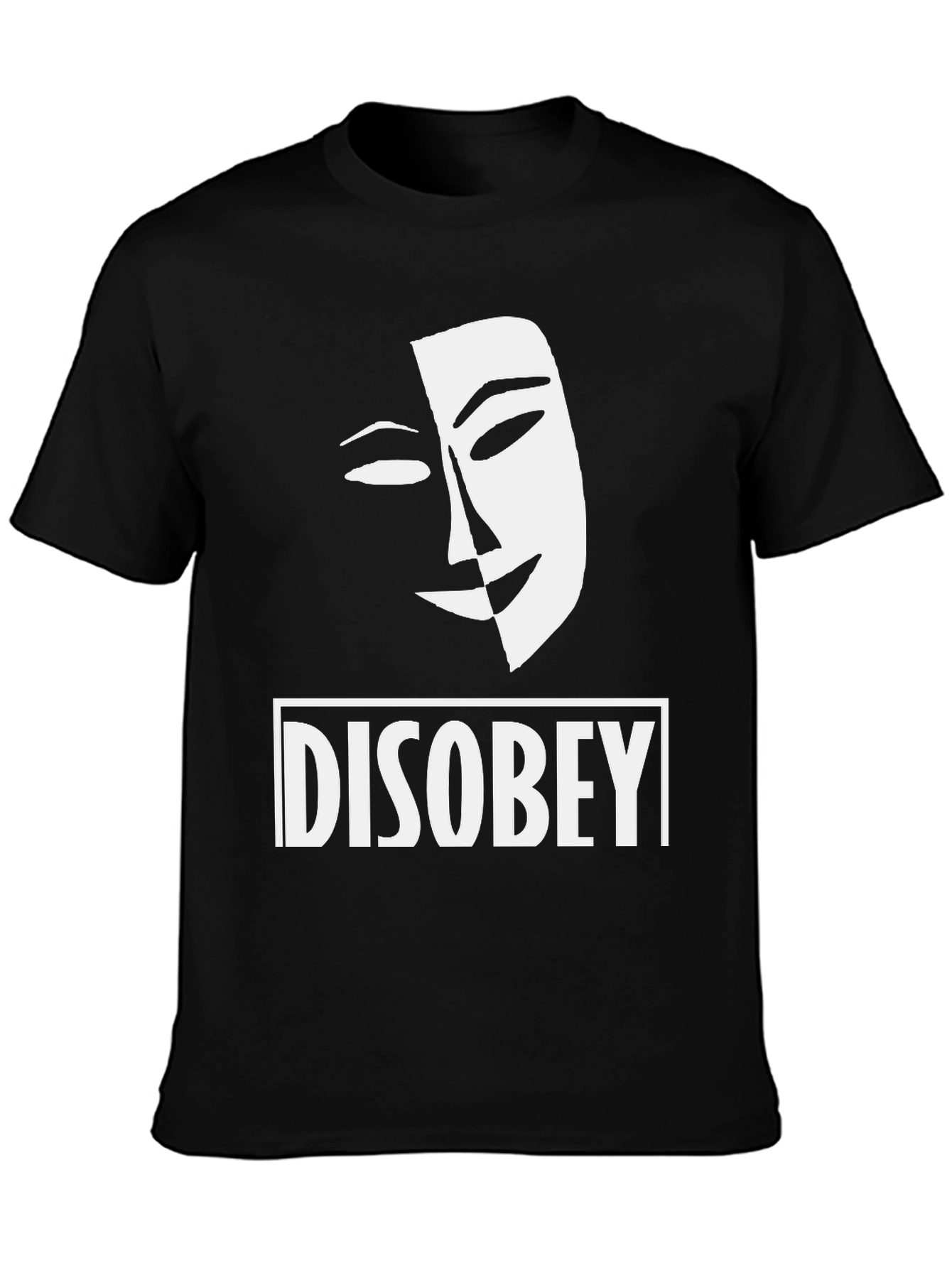 Disobey Mask Graphic Tee - Black Cotton