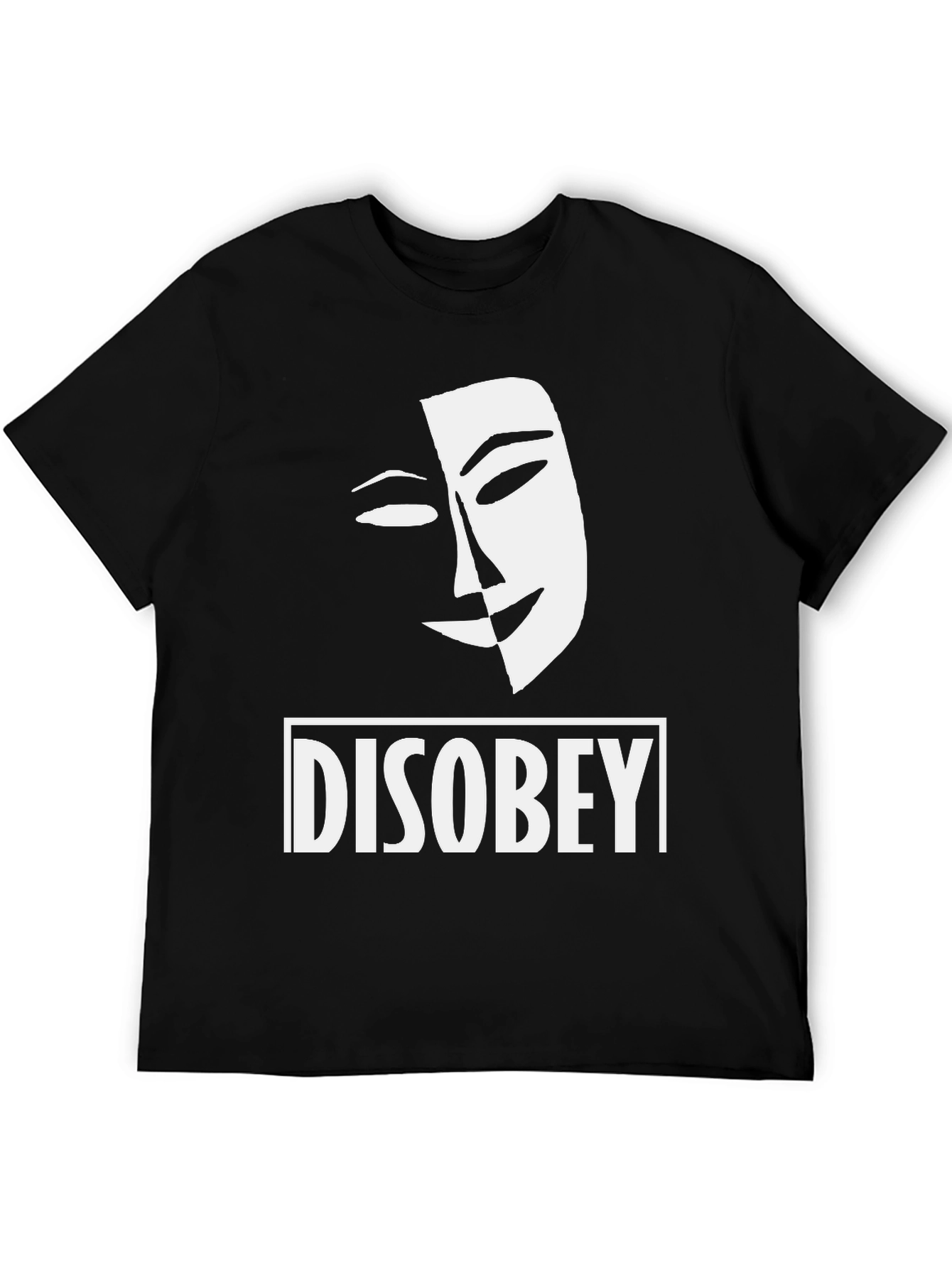 Disobey Mask Graphic Tee - Black Cotton