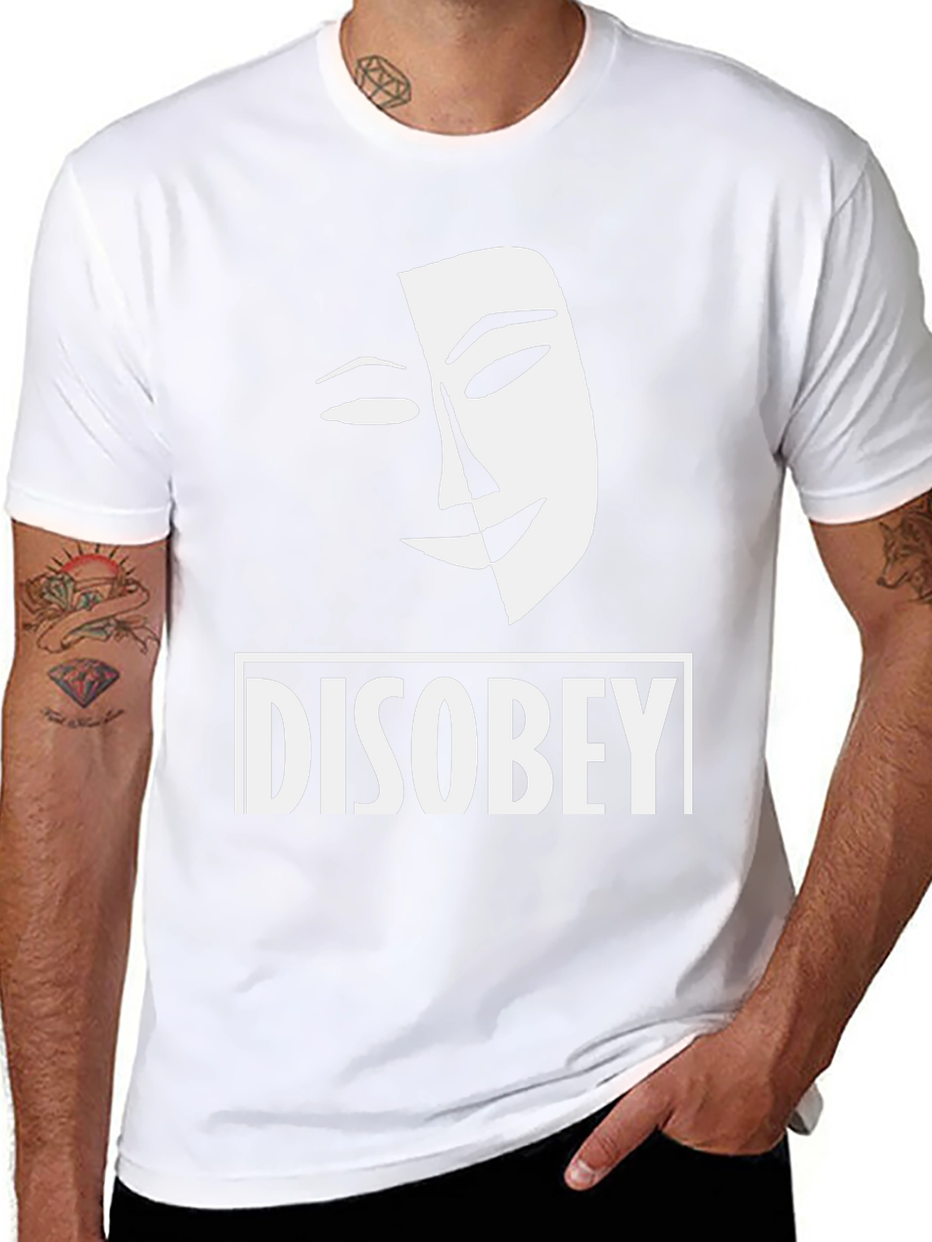 Disobey Mask Graphic Tee - Black Cotton