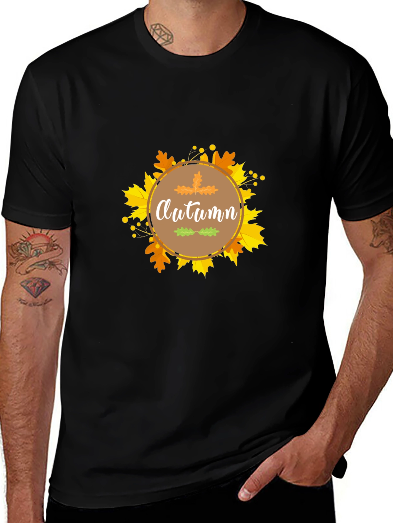 Autumn Leaves Black T-Shirt