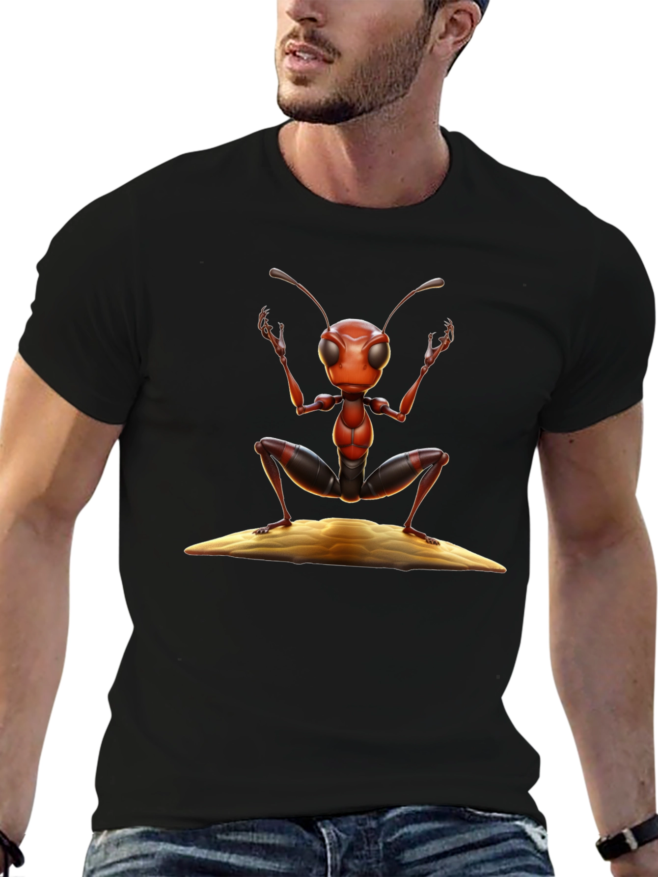 Ant Graphic T-Shirt - Black Cotton Tee