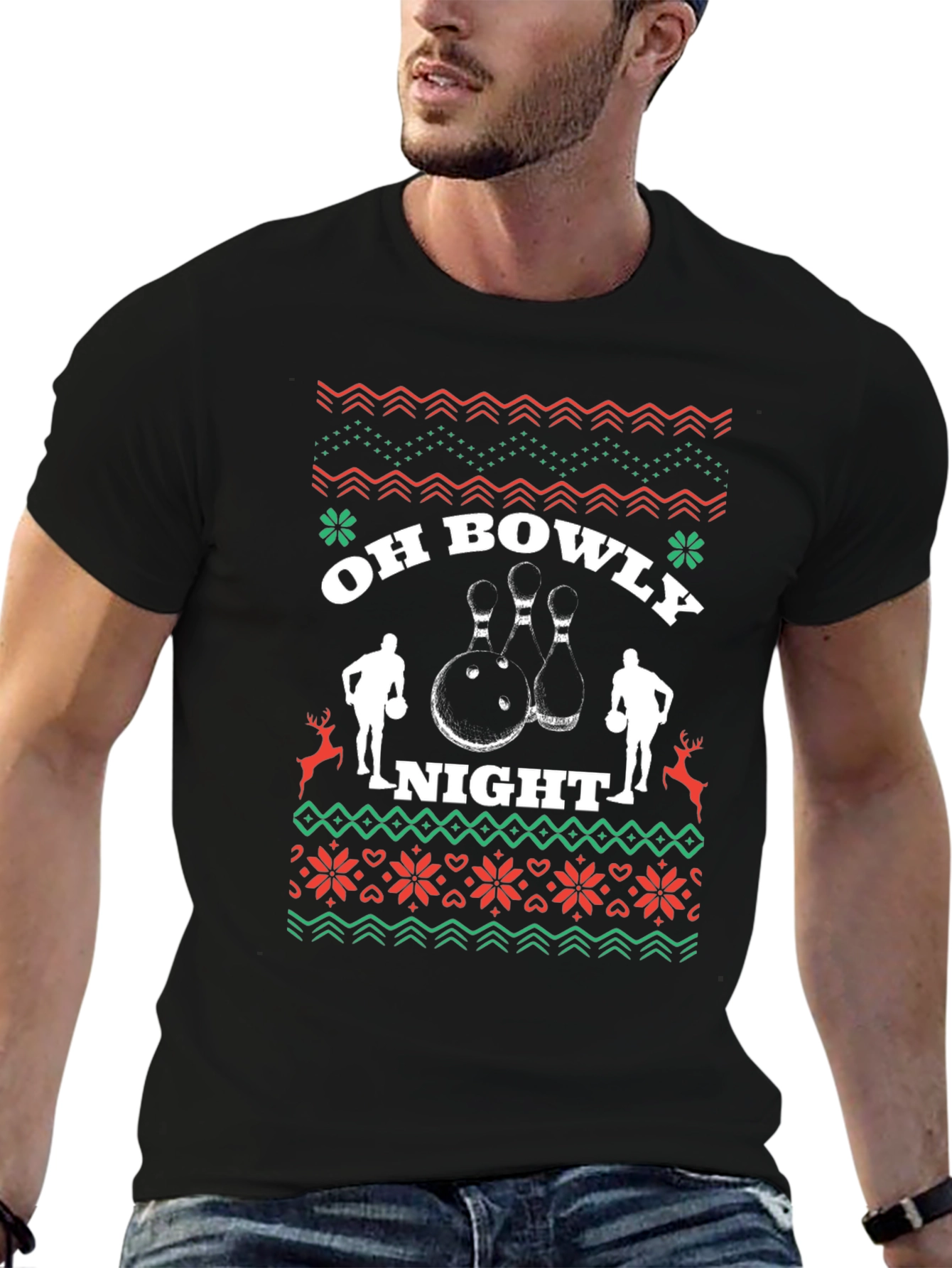 Oh Bowly Night Bowling Christmas T-Shirt