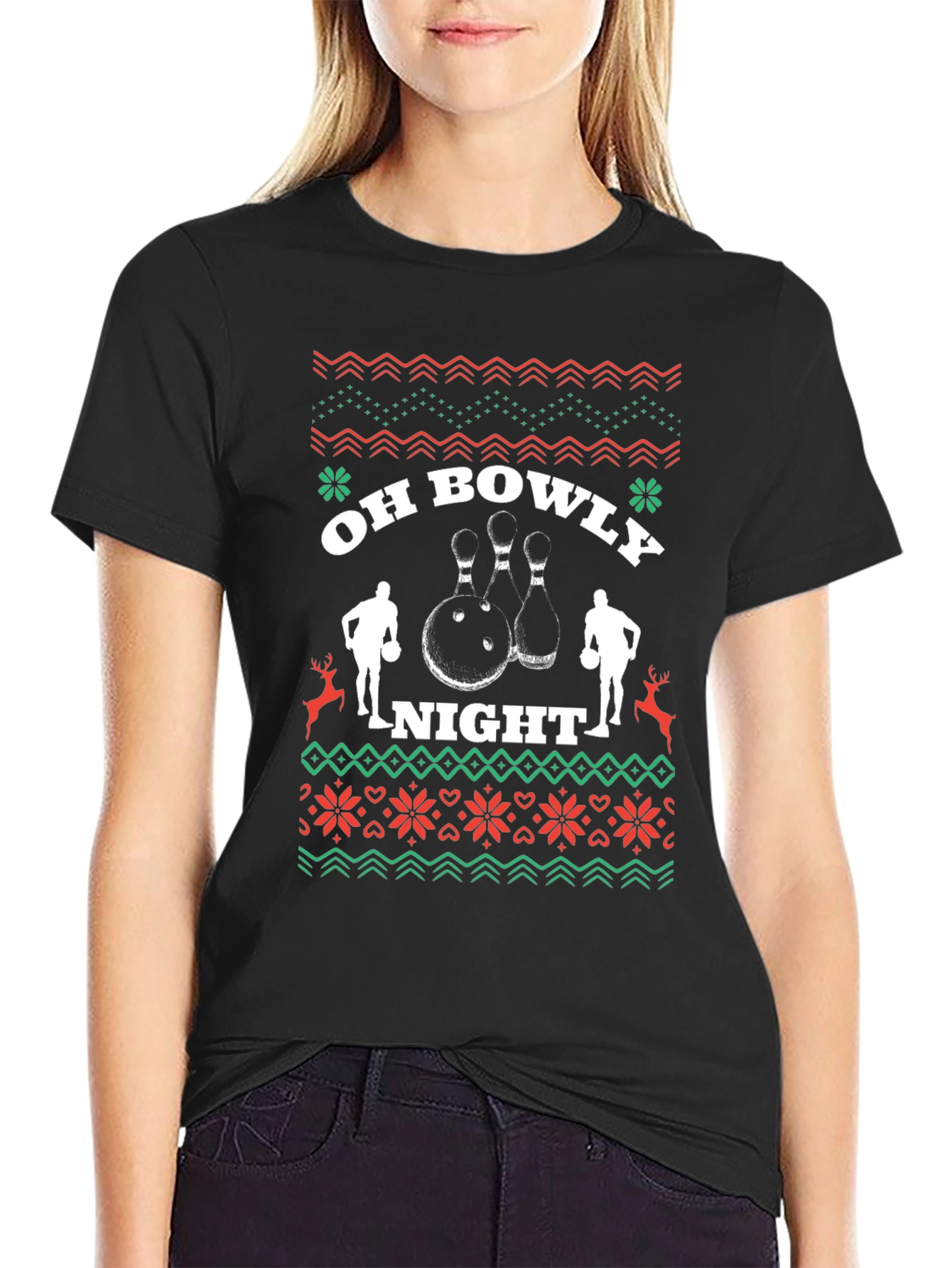Oh Bowly Night Bowling Christmas T-Shirt
