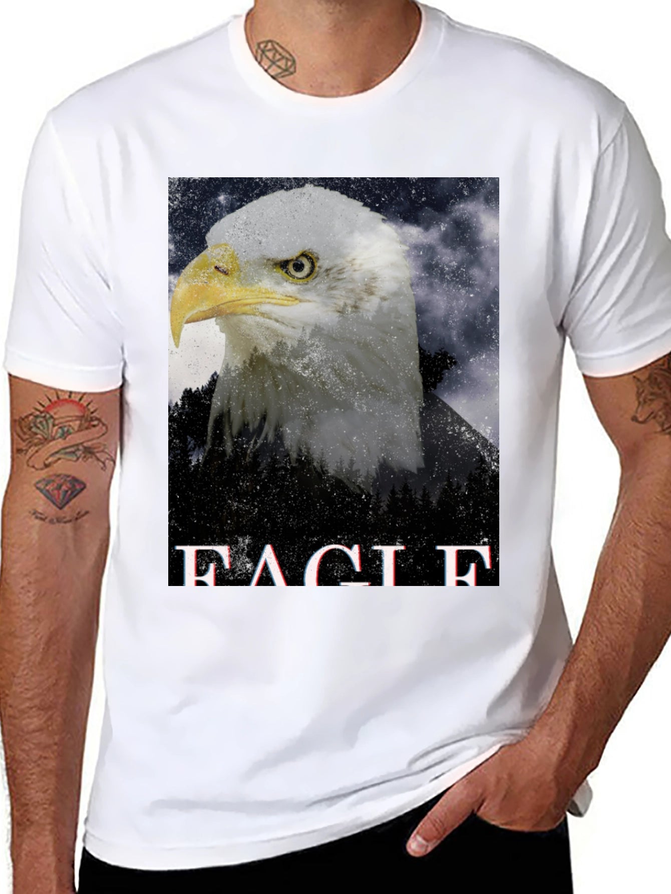 Eagle Graphic Print Black T-Shirt for Men