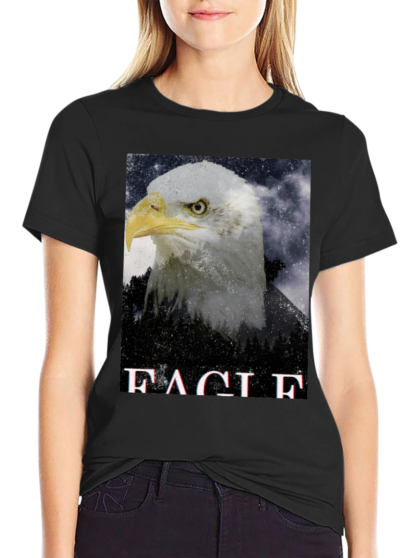 Eagle Graphic Print Black T-Shirt for Men