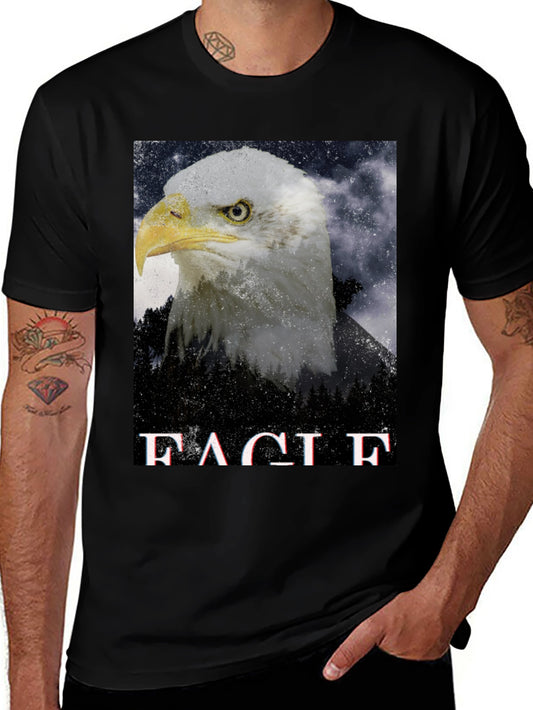 Eagle Graphic Print Black T-Shirt for Men
