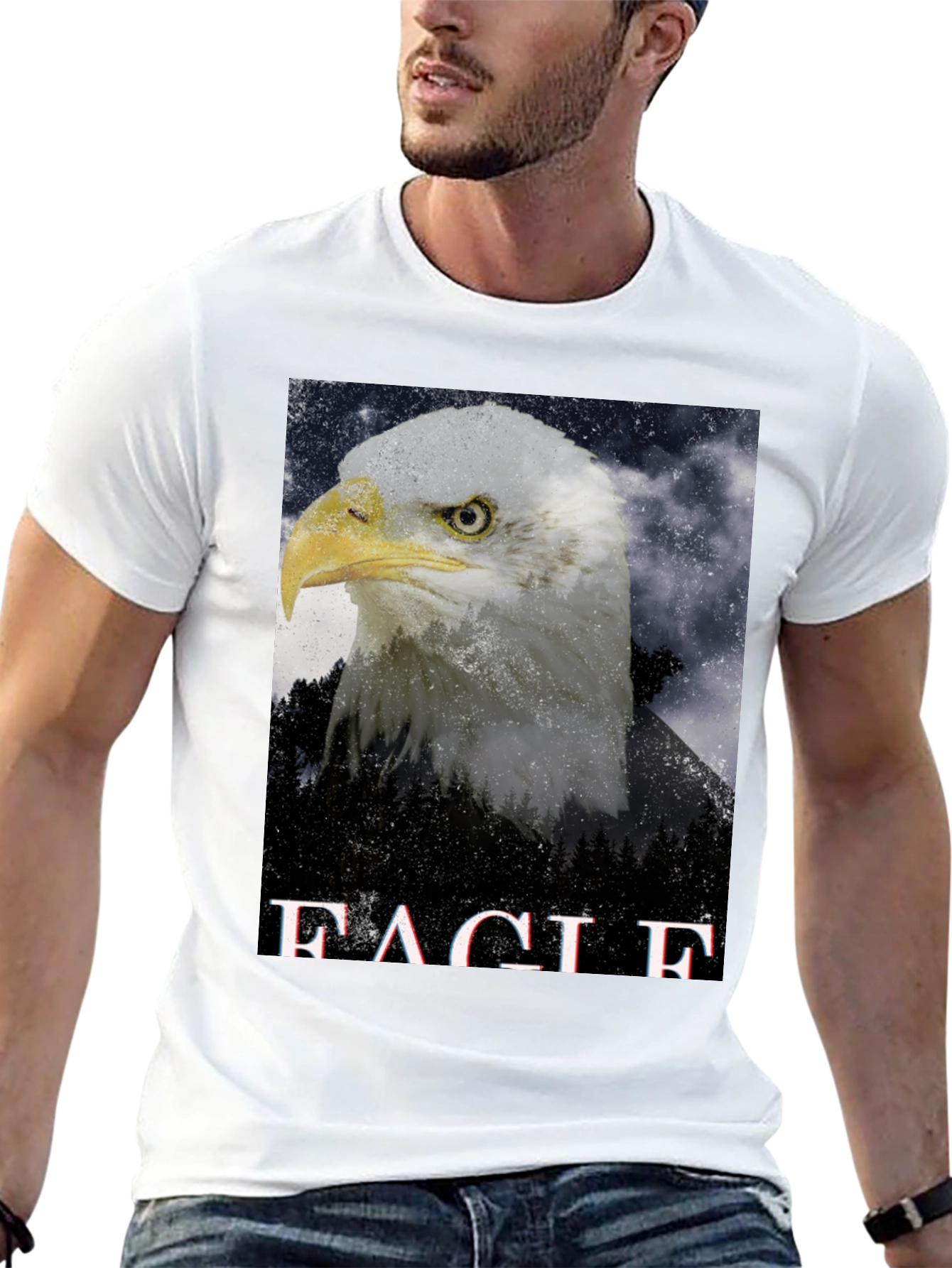 Eagle Graphic Print Black T-Shirt for Men