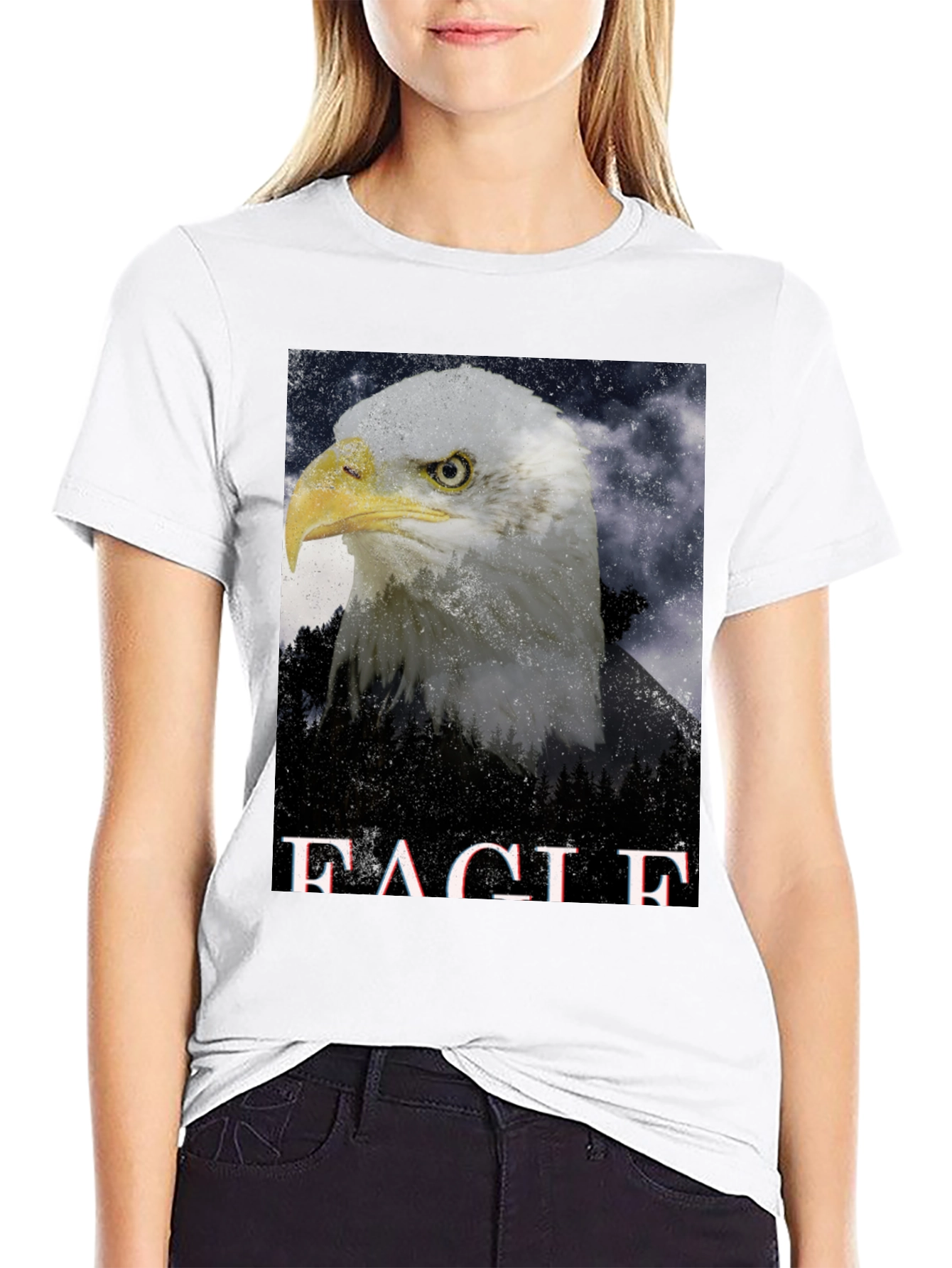 Eagle Graphic Print Black T-Shirt for Men