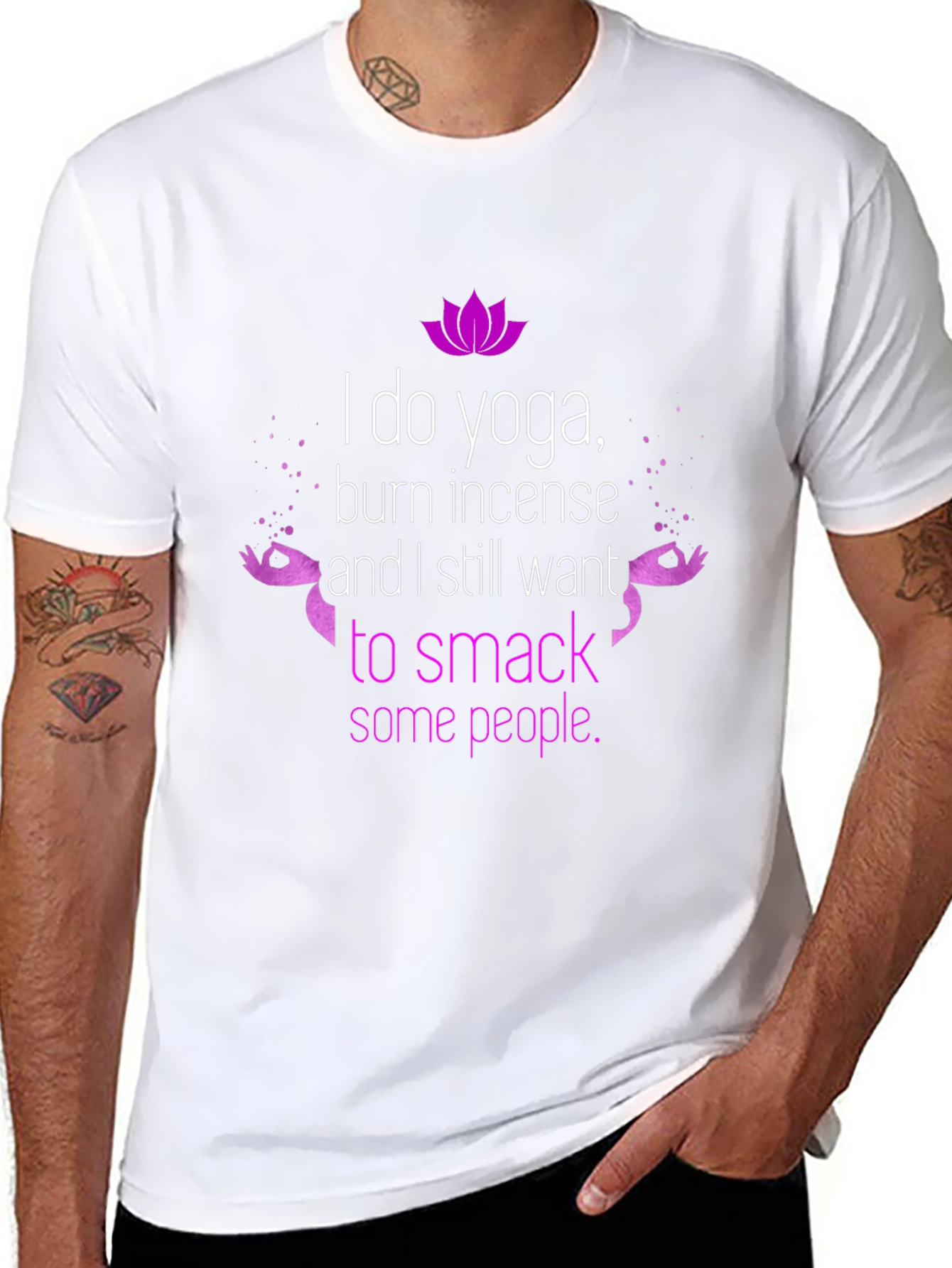 Funny Yoga T-Shirt - Burn Incense Smack People