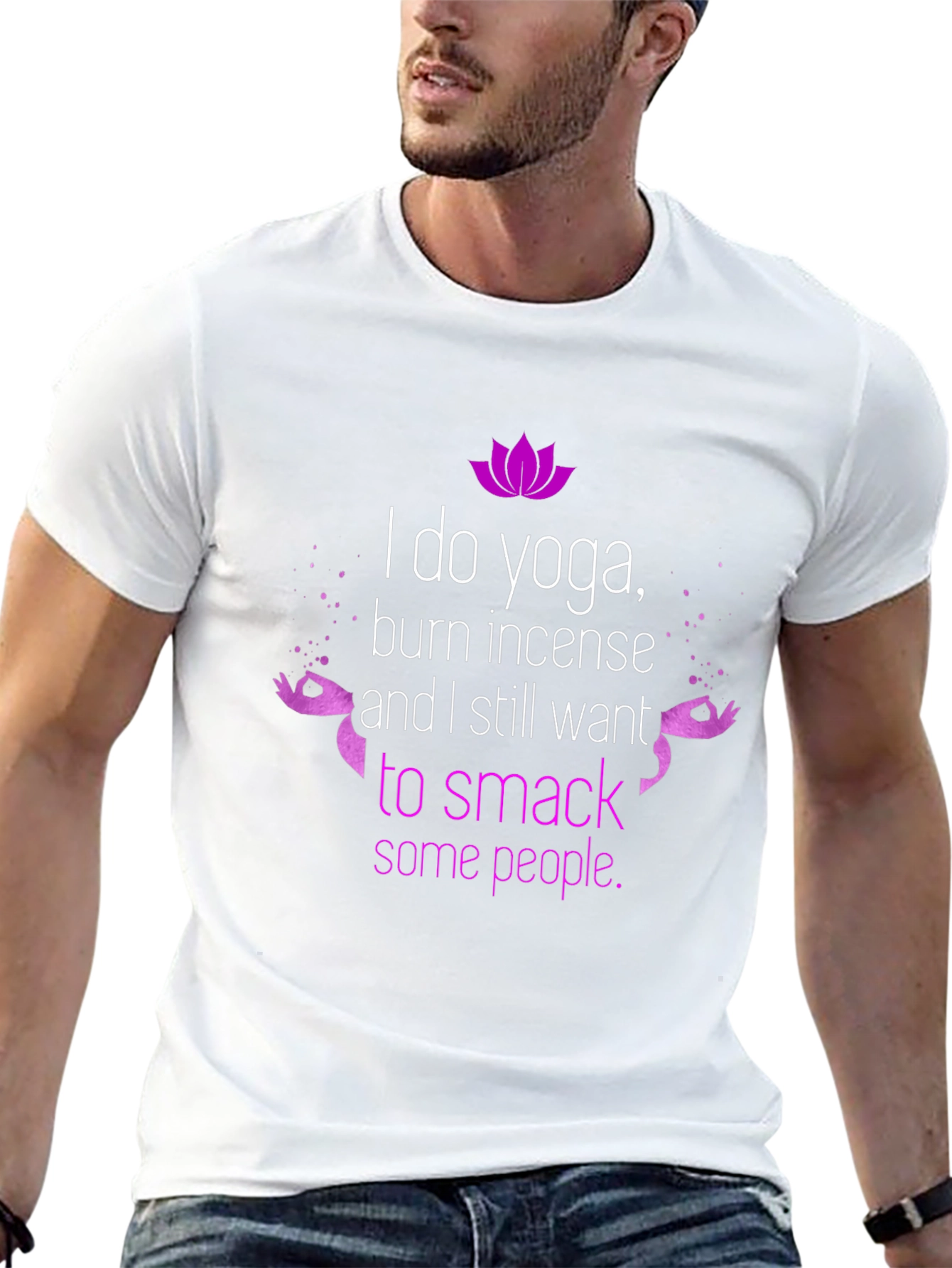 Funny Yoga T-Shirt - Burn Incense Smack People