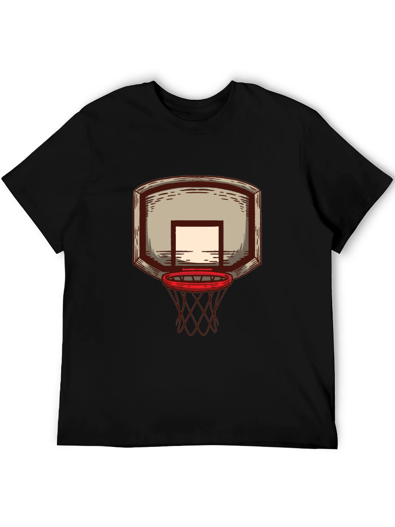 Basketball Hoop Graphic Tee - Black Cotton T-Shirt