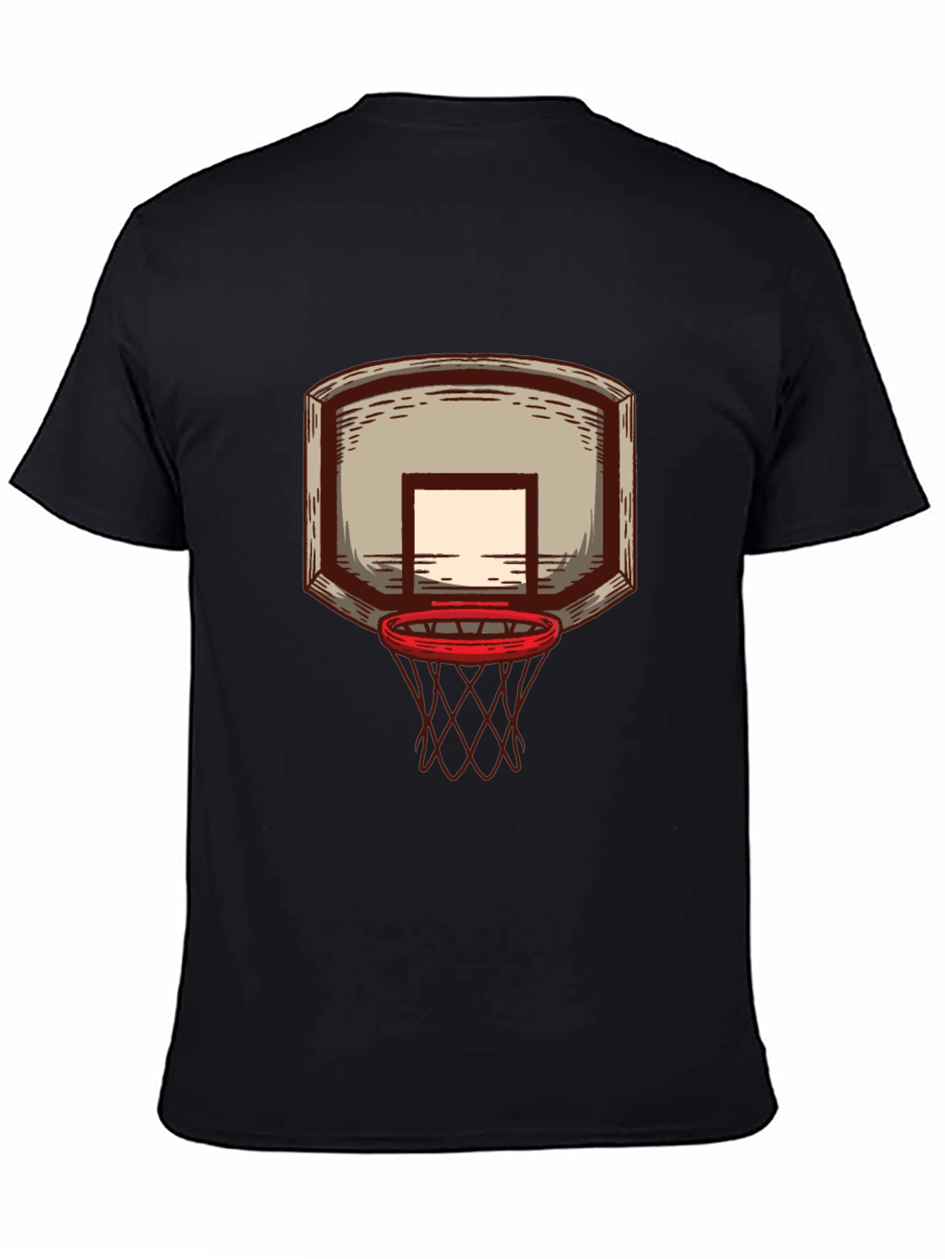 Basketball Hoop Graphic Tee - Black Cotton T-Shirt