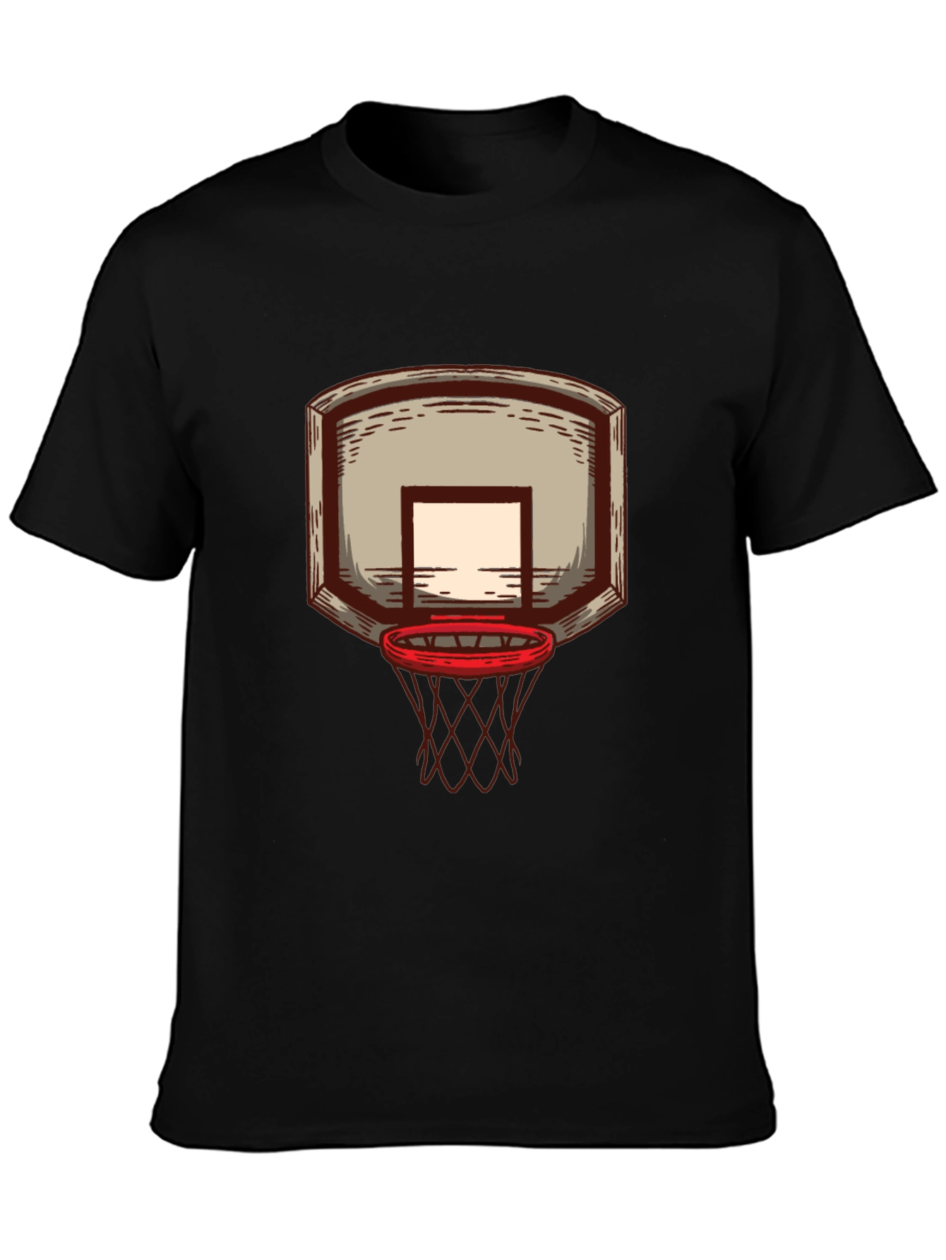 Basketball Hoop Graphic Tee - Black Cotton T-Shirt