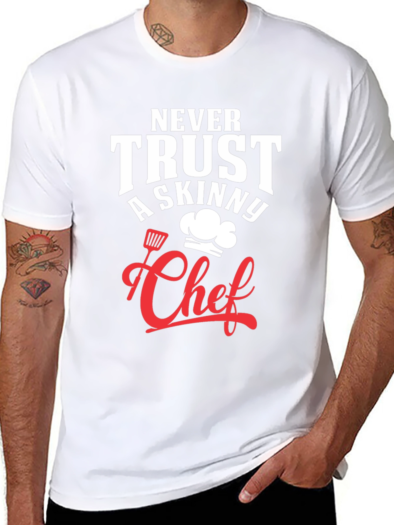 Funny Chef T-Shirt - Never Trust A Skinny Chef