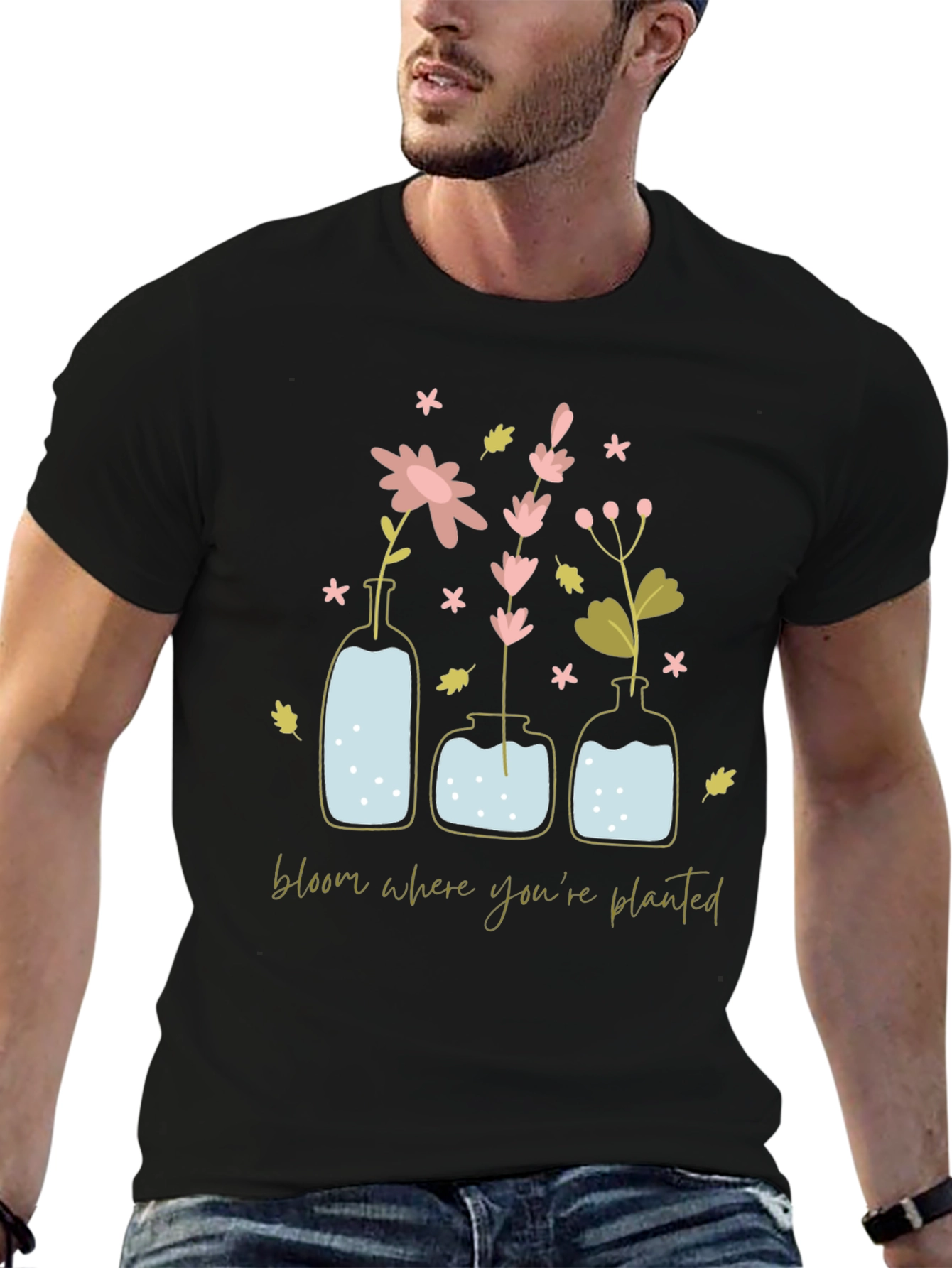 Bloom Where Youre Planted Graphic Tee - Black