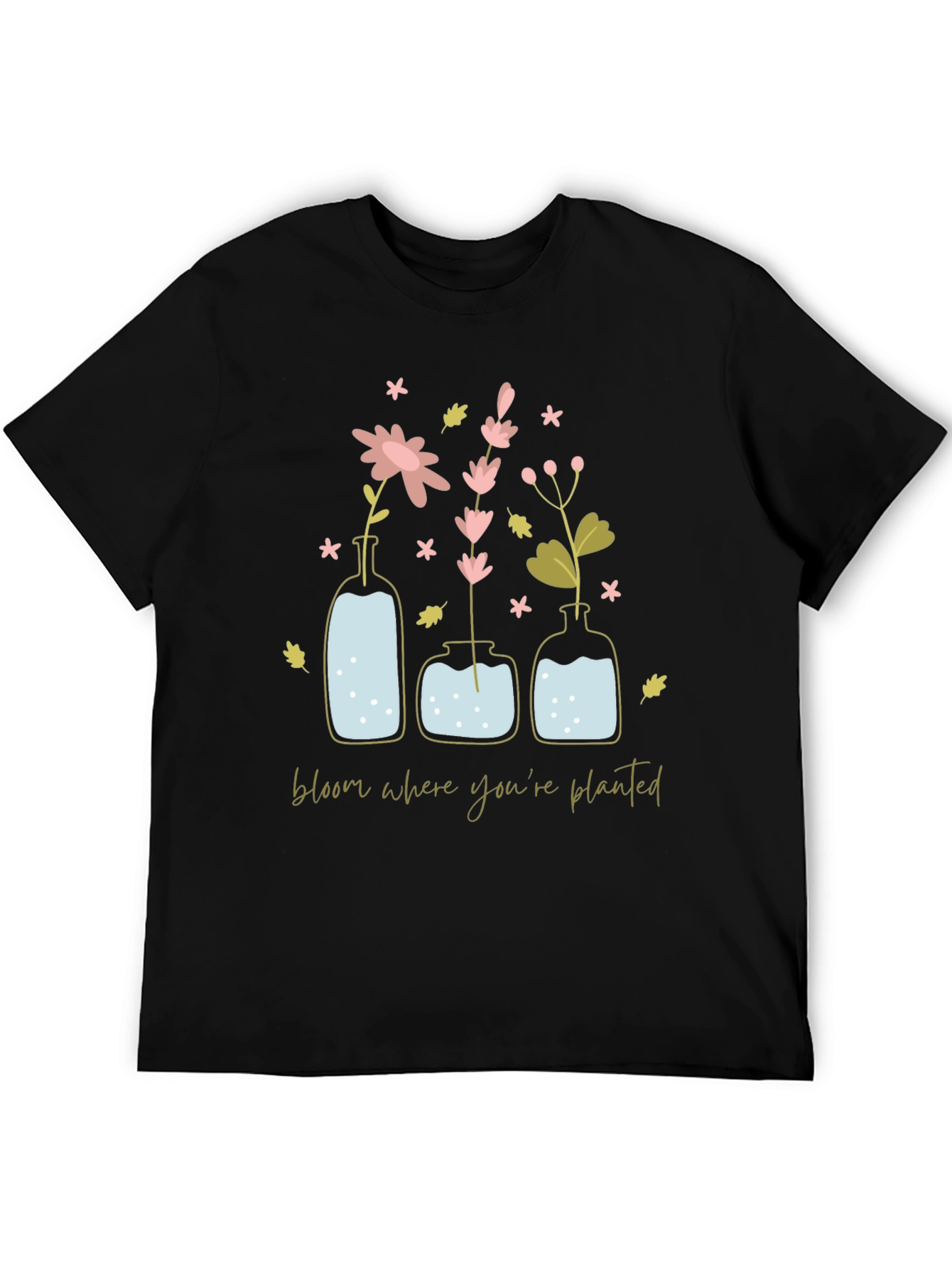 Bloom Where Youre Planted Graphic Tee - Black