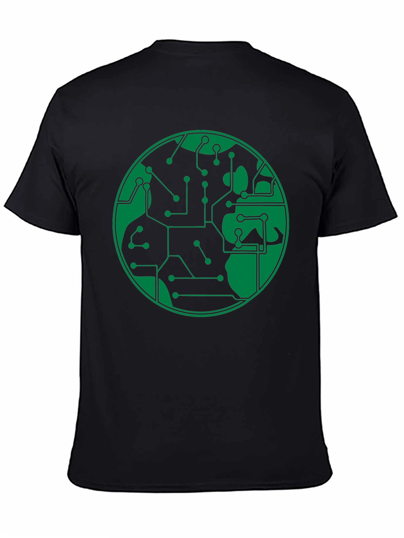Circuit Board Earth Graphic T-Shirt - Black