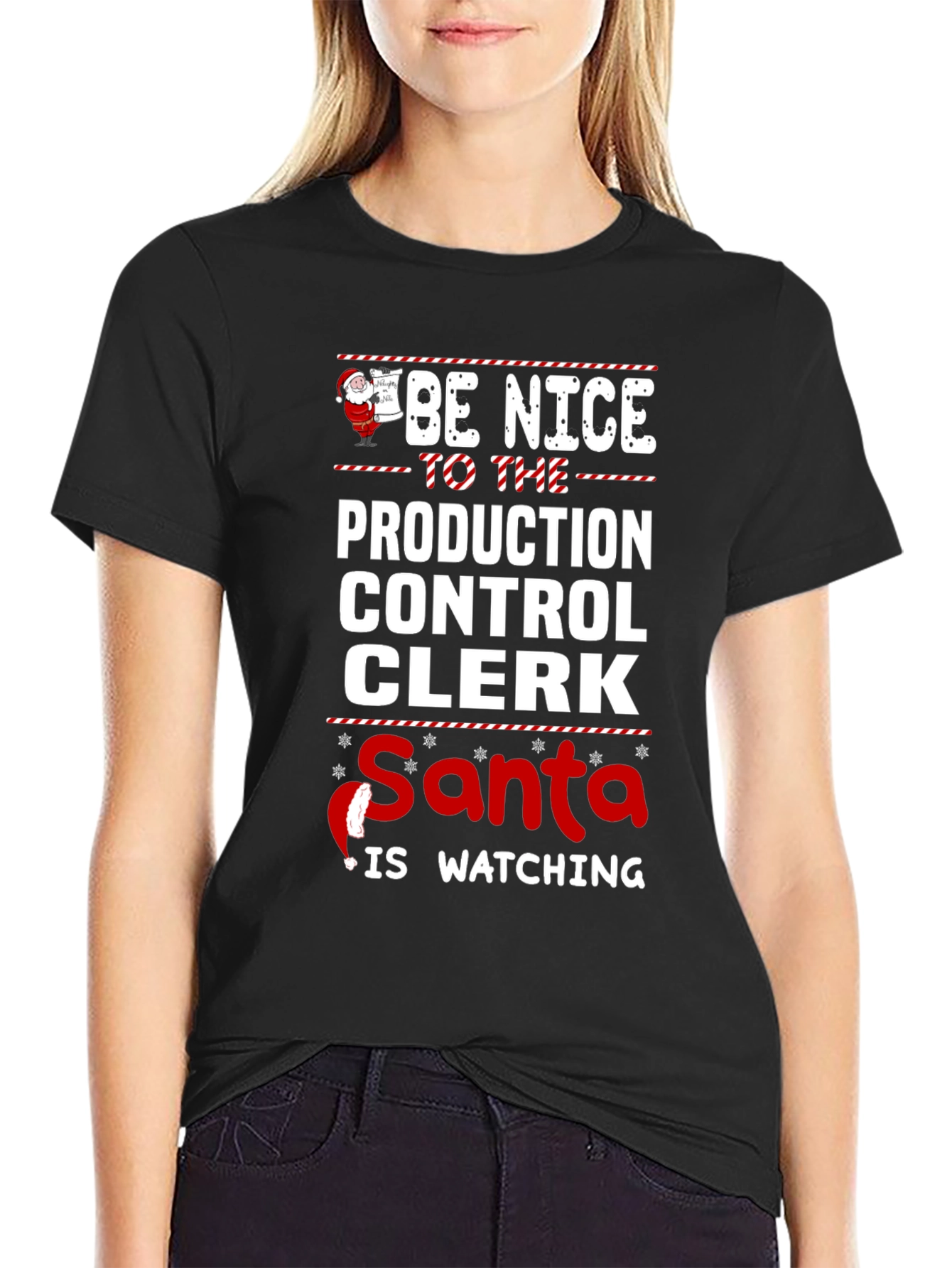 Be Nice to Production Control Clerk Santa T-Shirt