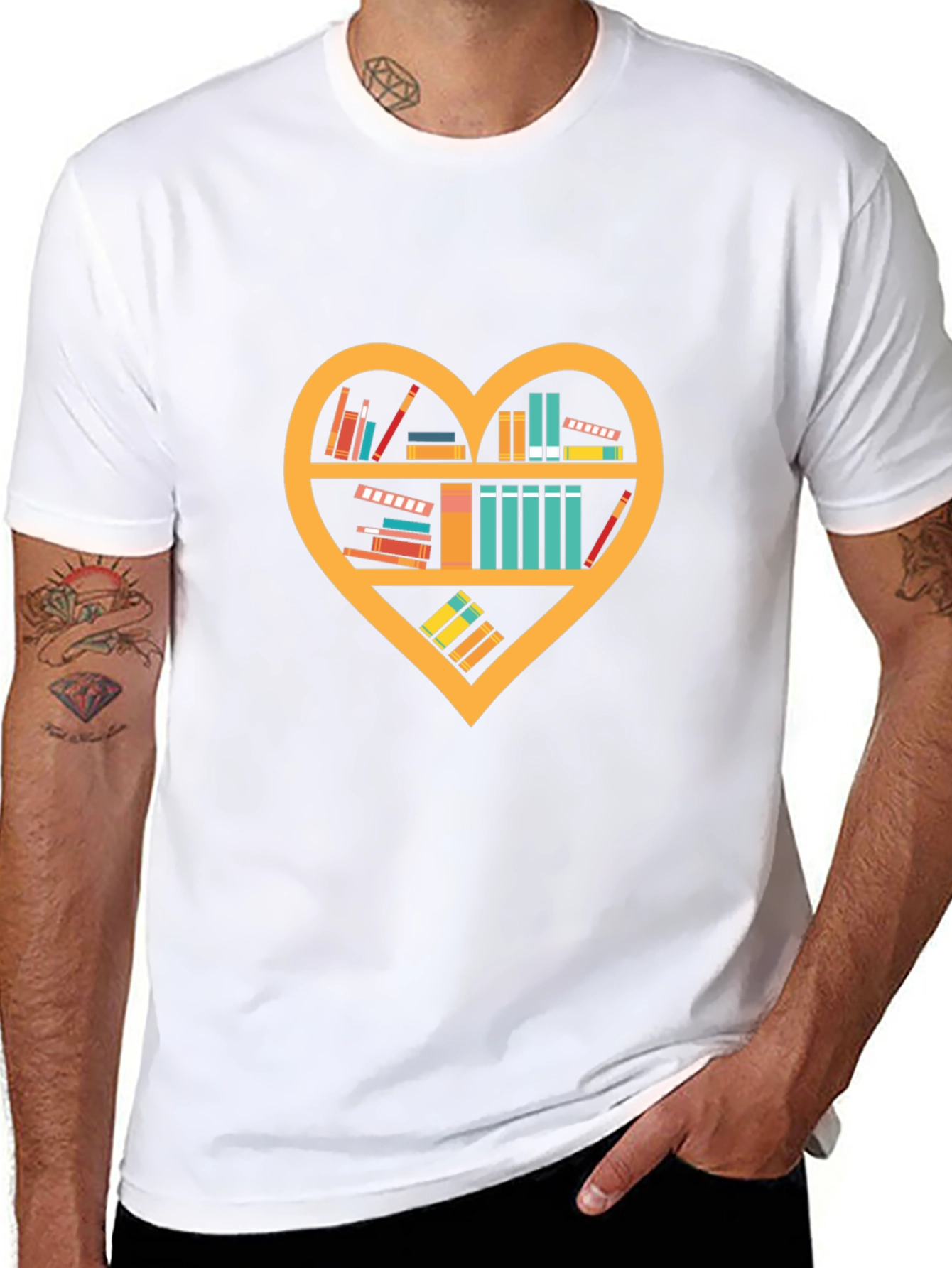 Book Lovers Heart Shelf T-Shirt