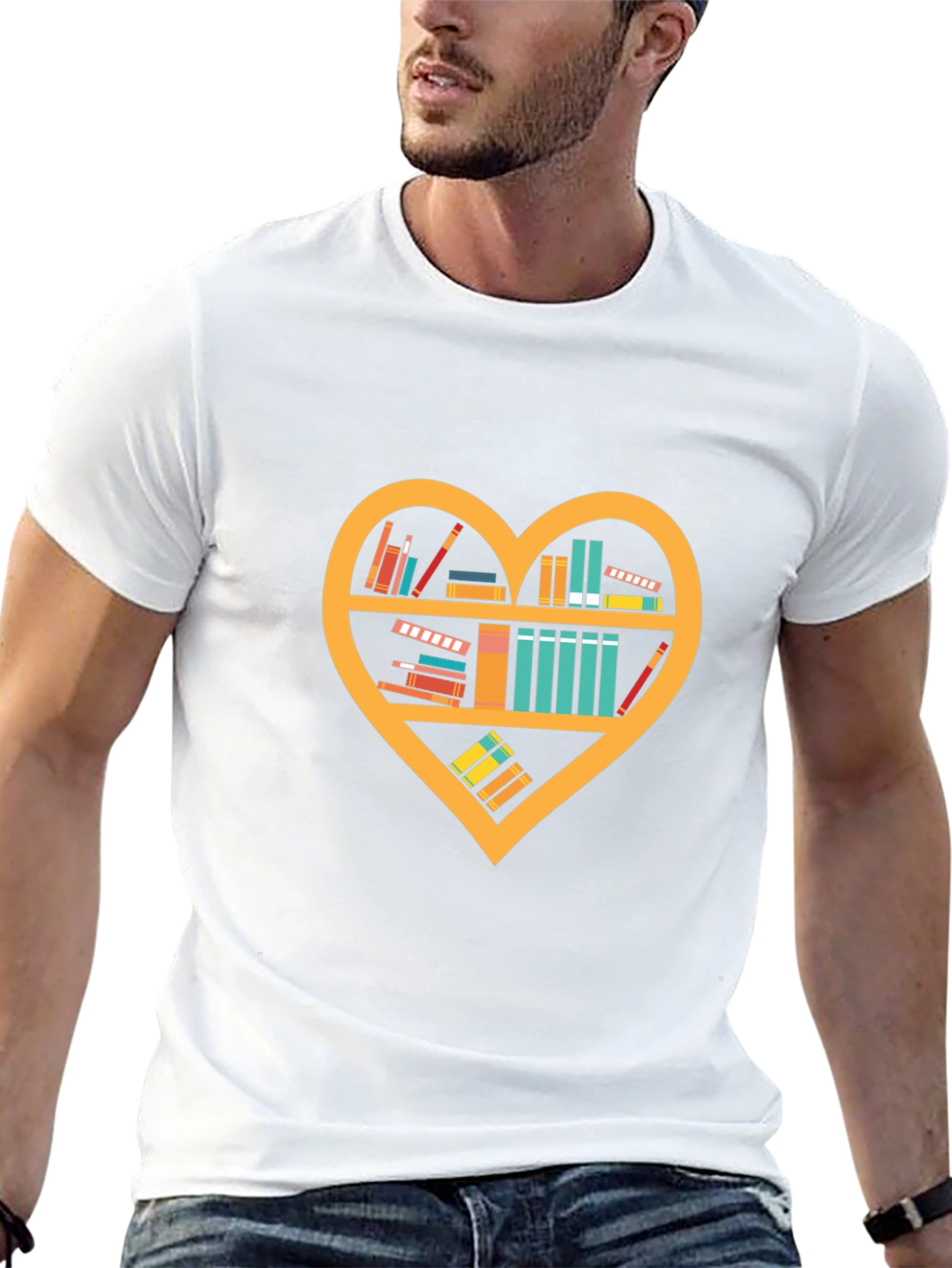 Book Lovers Heart Shelf T-Shirt
