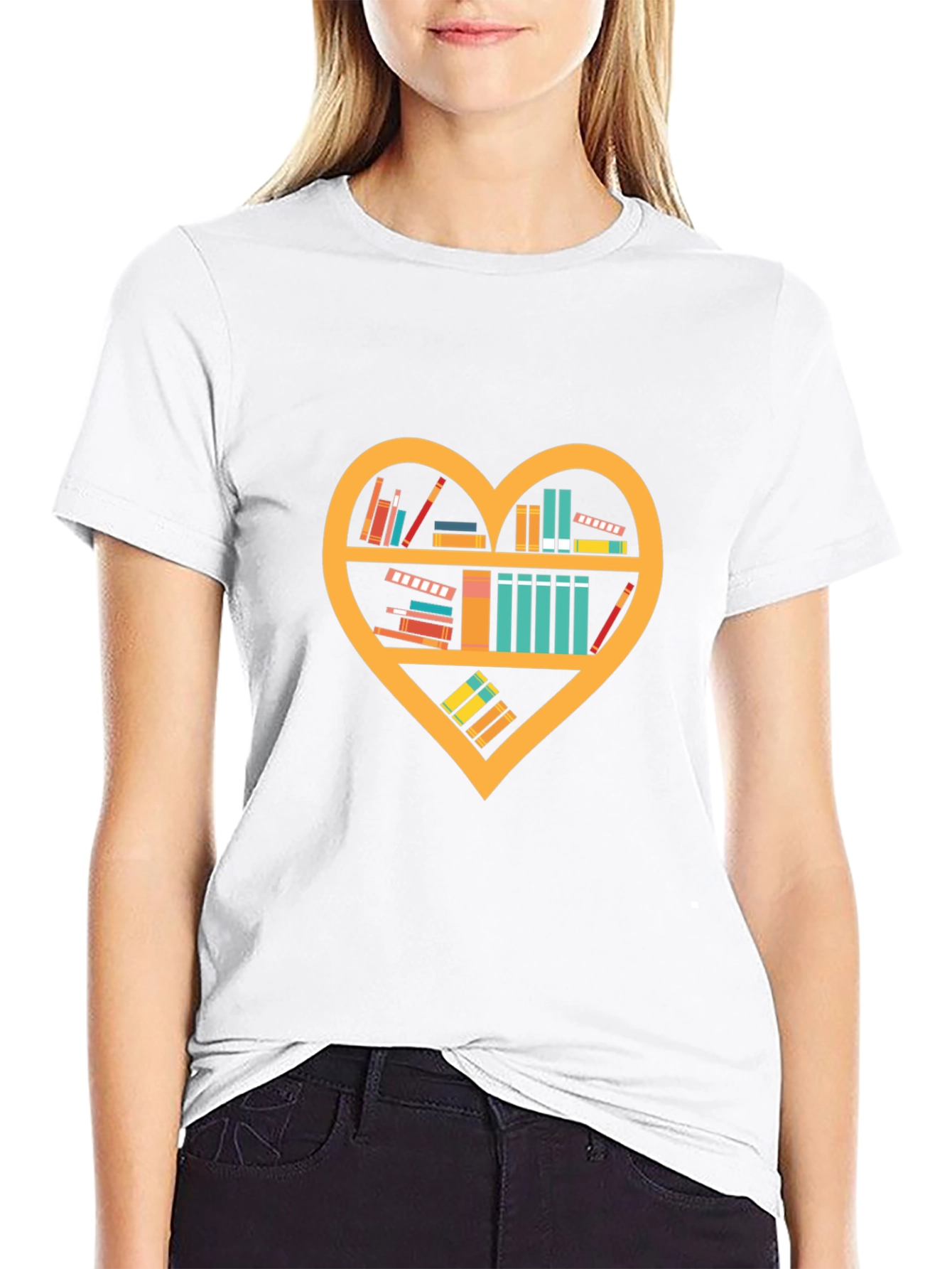 Book Lovers Heart Shelf T-Shirt