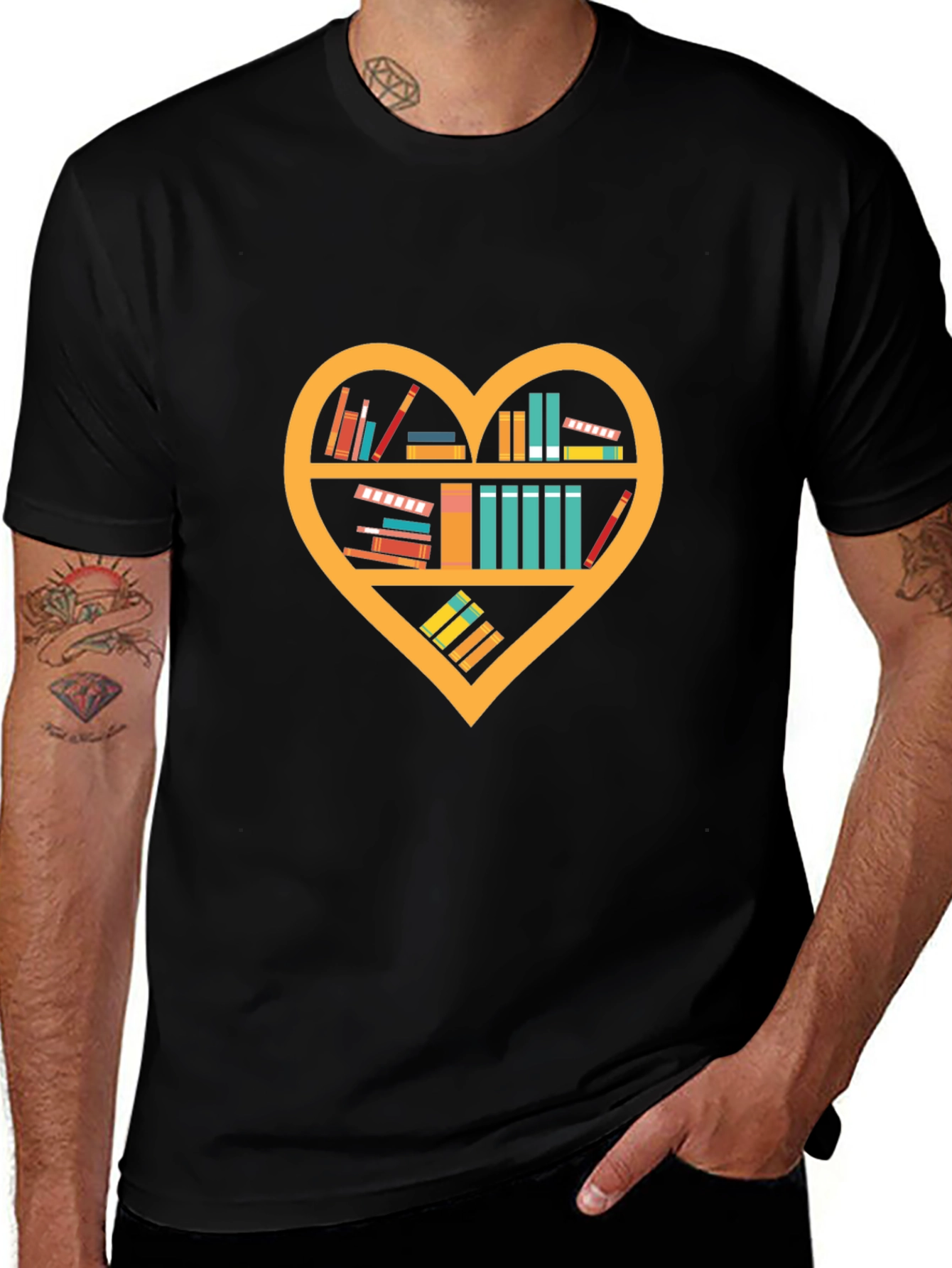 Book Lovers Heart Shelf T-Shirt
